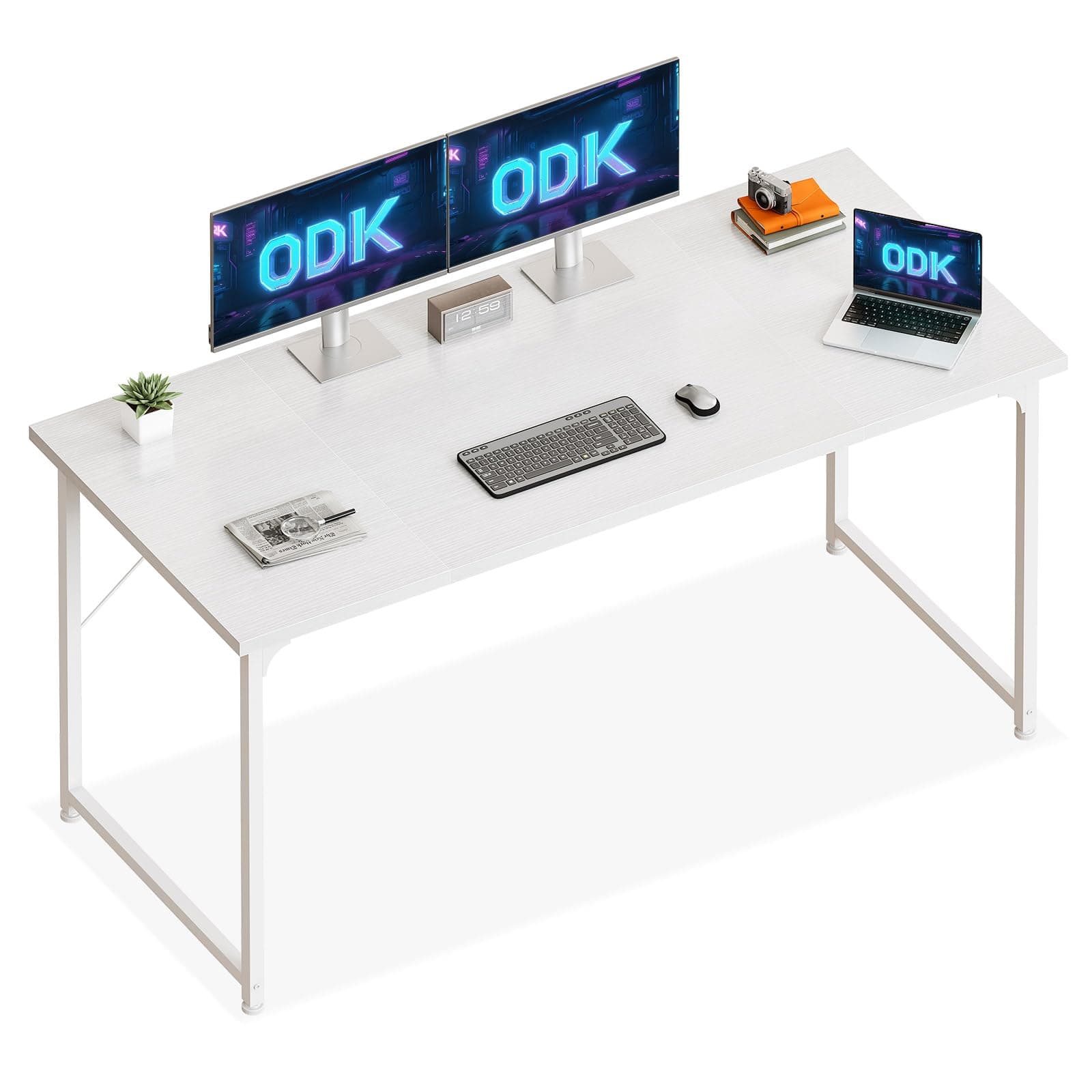 ODK Escritorio, 160x55cm Mesa Oficina Mesa de Estudio Mesa Ordenador con Pies Ajustables Mesa para Oficina, Dormitorio, Blanco