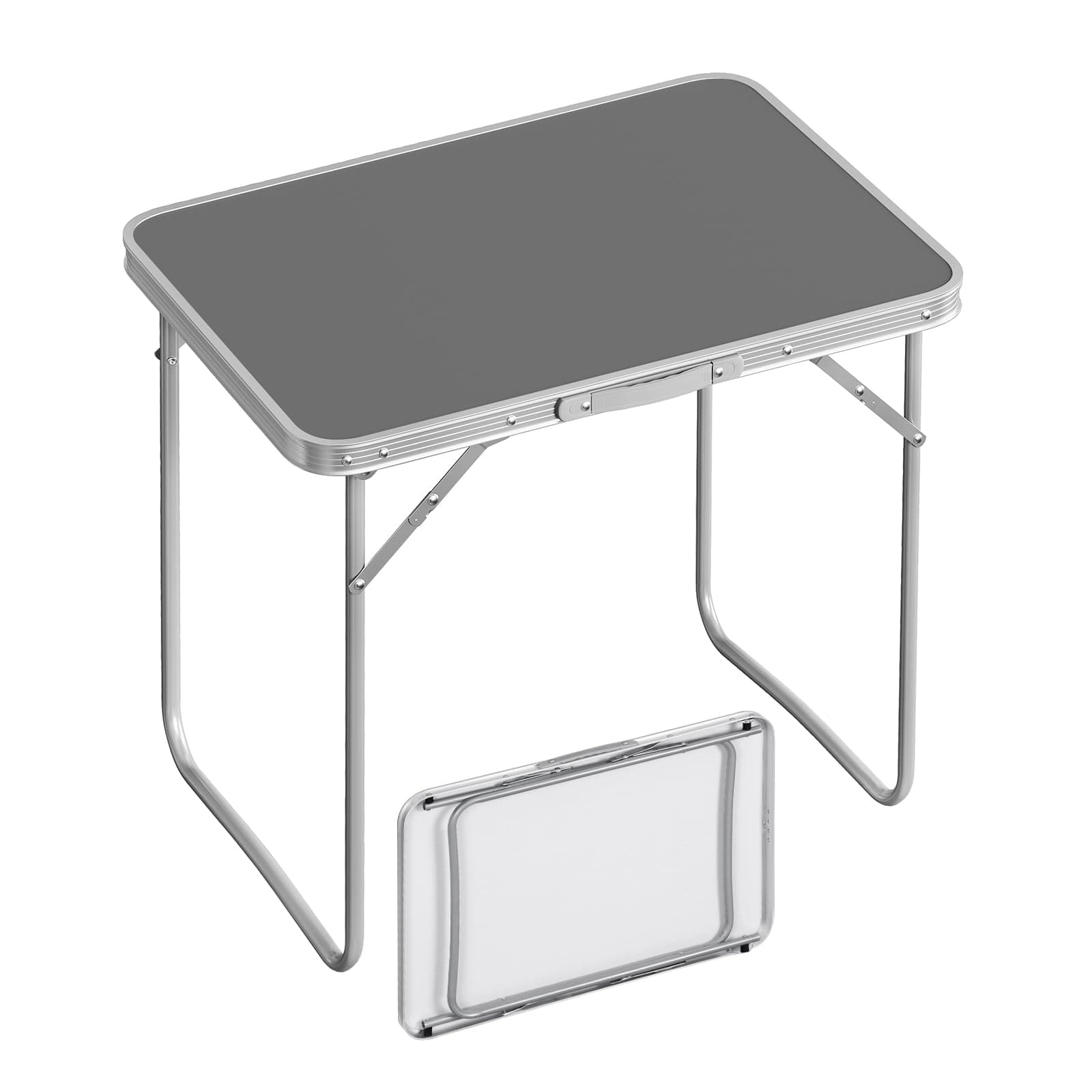 WOLTU Klapptisch Campingtisch mit Aluminiumrahmen Griff, Gartentisch aus MDF, Reisetisch klappbar, für Picknick Strand im Freien, 70 x 60 x 50 cm (B x H x T), Grau