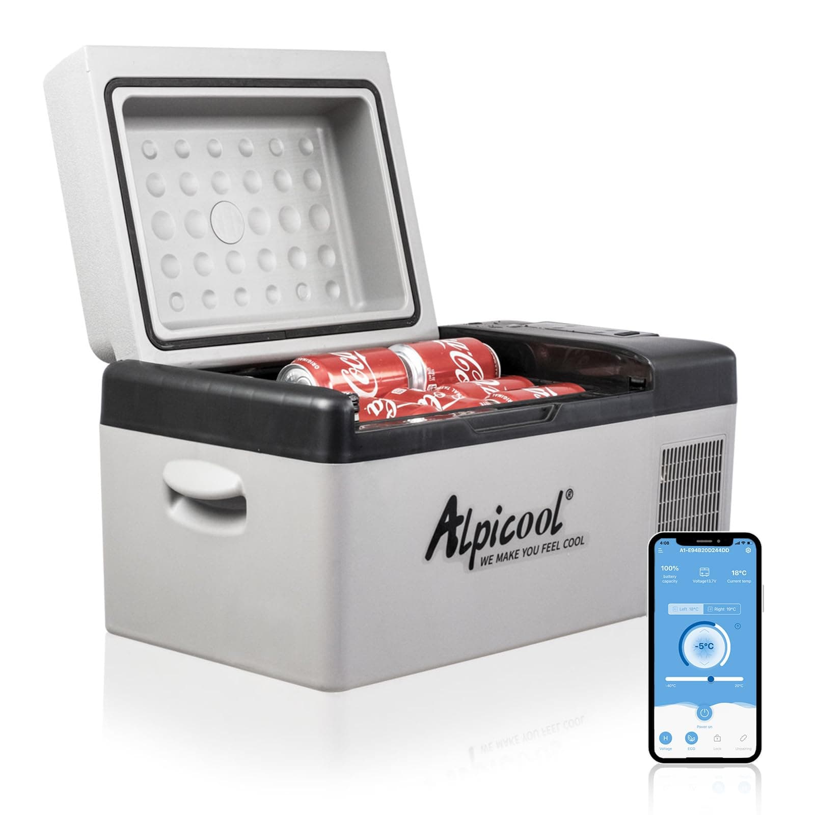 Alpicool C20 20 litros Eléctrica Nevera de Coche portátil Frigoríficos mini Refrigerador de Coche 12/24V CC congelador del automóvil para Hogar Aire Libre Camping, Viajes