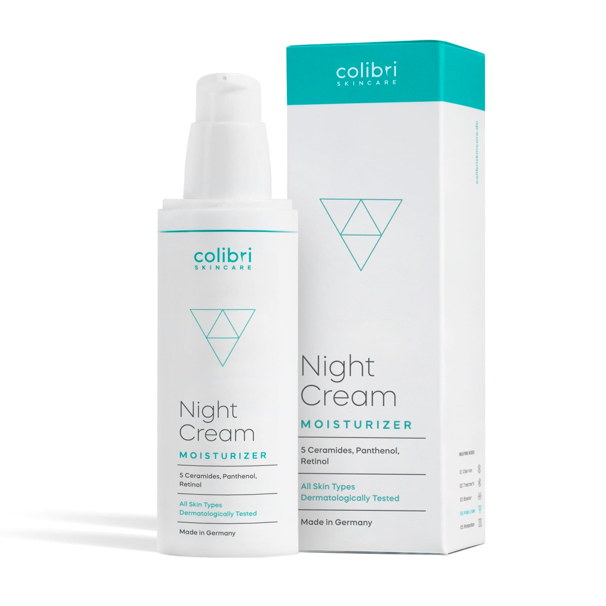 colibri skincare Night Cream 80ml - mit Retinol und Hyaluron Serum - straffende Anti Aging Nachtcreme für Frauen und Männer - pflegende Gesichtscreme gegen Falten - Made in Germany