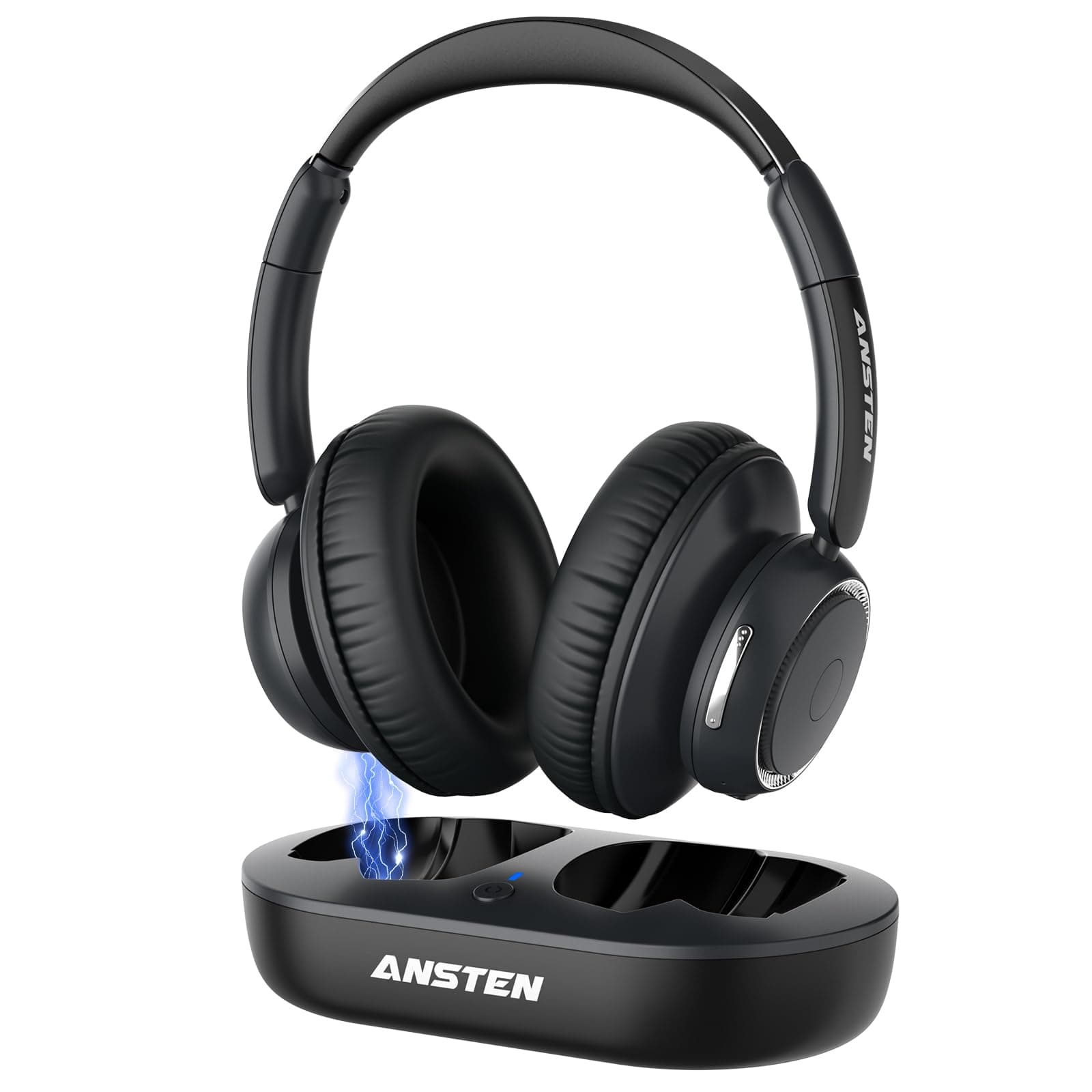 ANSTEN Casque TV sans Fil pour Television, 35 Heures d'autonomie, Casque sans Fil pour TV avec Station de Charge, Pas De Retard Audio