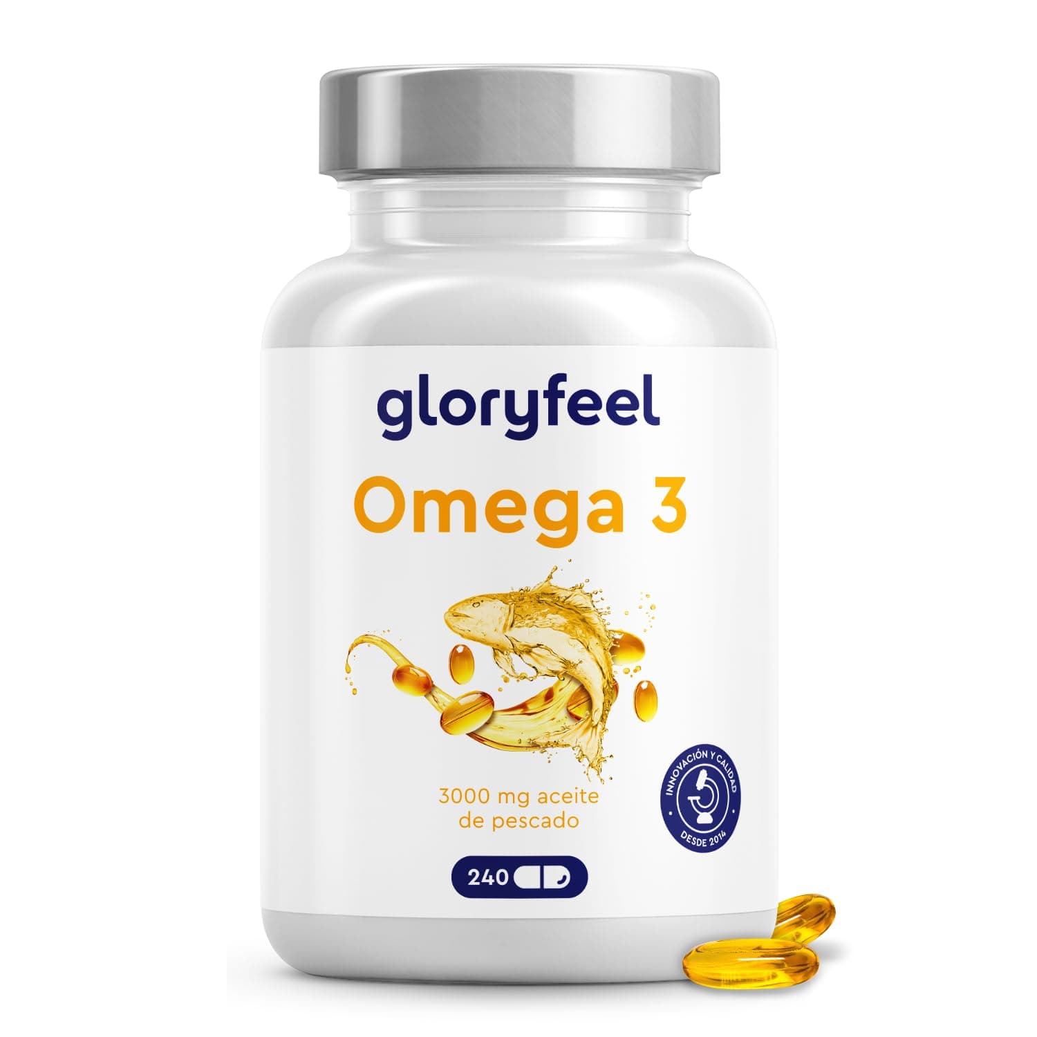 Omega 3 Cápsulas Alta Dosis - 3000mg de aceite de pescado (en forma de triglicéridos) - 240 cápsulas con vitamina E (antioxidante) Suplementación ideal de EPA & DHA - Aceite de pescado Omega3