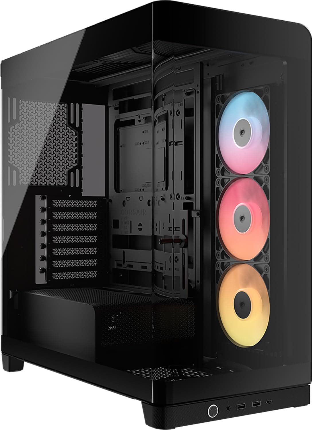 CORSAIR Frame 4500X RS-R ARGB Boîtier PC Moyen-Tour en Verre Panoramique – Système de Fixation du Ventilateur InfiniRail, Peut Accueillir Deux Radiateurs de 360 mm, 3X Ventilateurs RS120-R – Noir