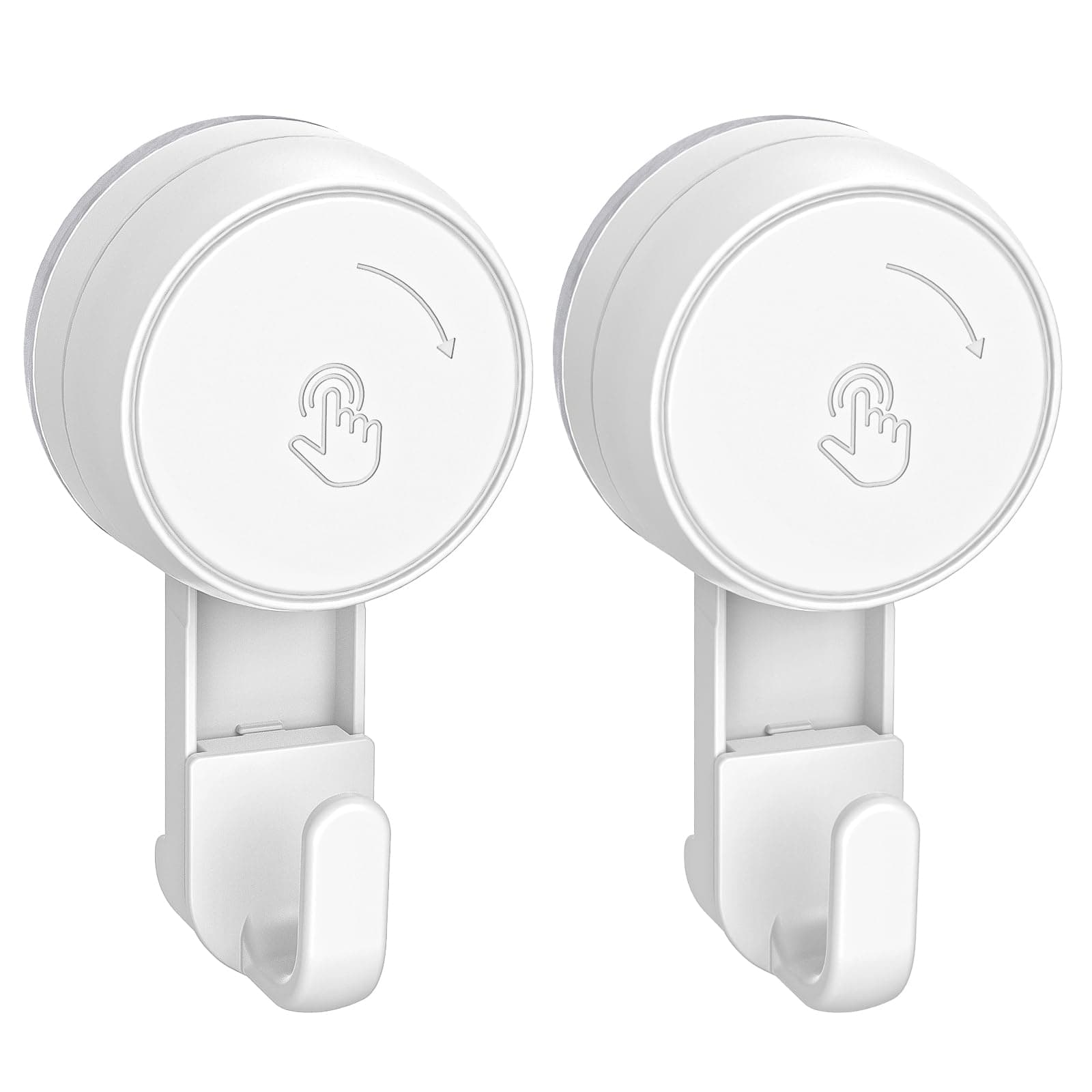 Ulinek Lot 2 Crochet Ventouse Plastique Crochet Mural d'aspiration en Nouvelle Ventouse Forte/Porte Serviette Peignoir Couronne Manteau Torchon, Ustensile Salle de Bain Cuisine 5KG Blanc