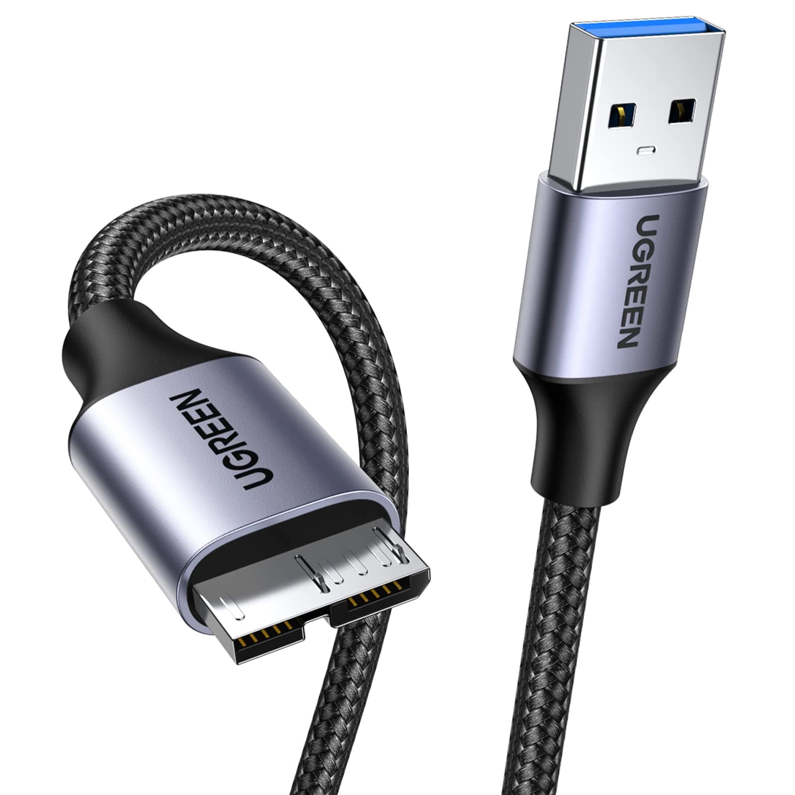 UGREEN USB 3.0 Micro B Kabel USB 3.0 Stecker auf Micro B Stecker Datenkabel für externe Festplatten Seagate, Toshiba Canvio, Western Digital (WD), My Passport, Galaxy S5, Note 3/ Pro 12.2 usw. (0.5m)