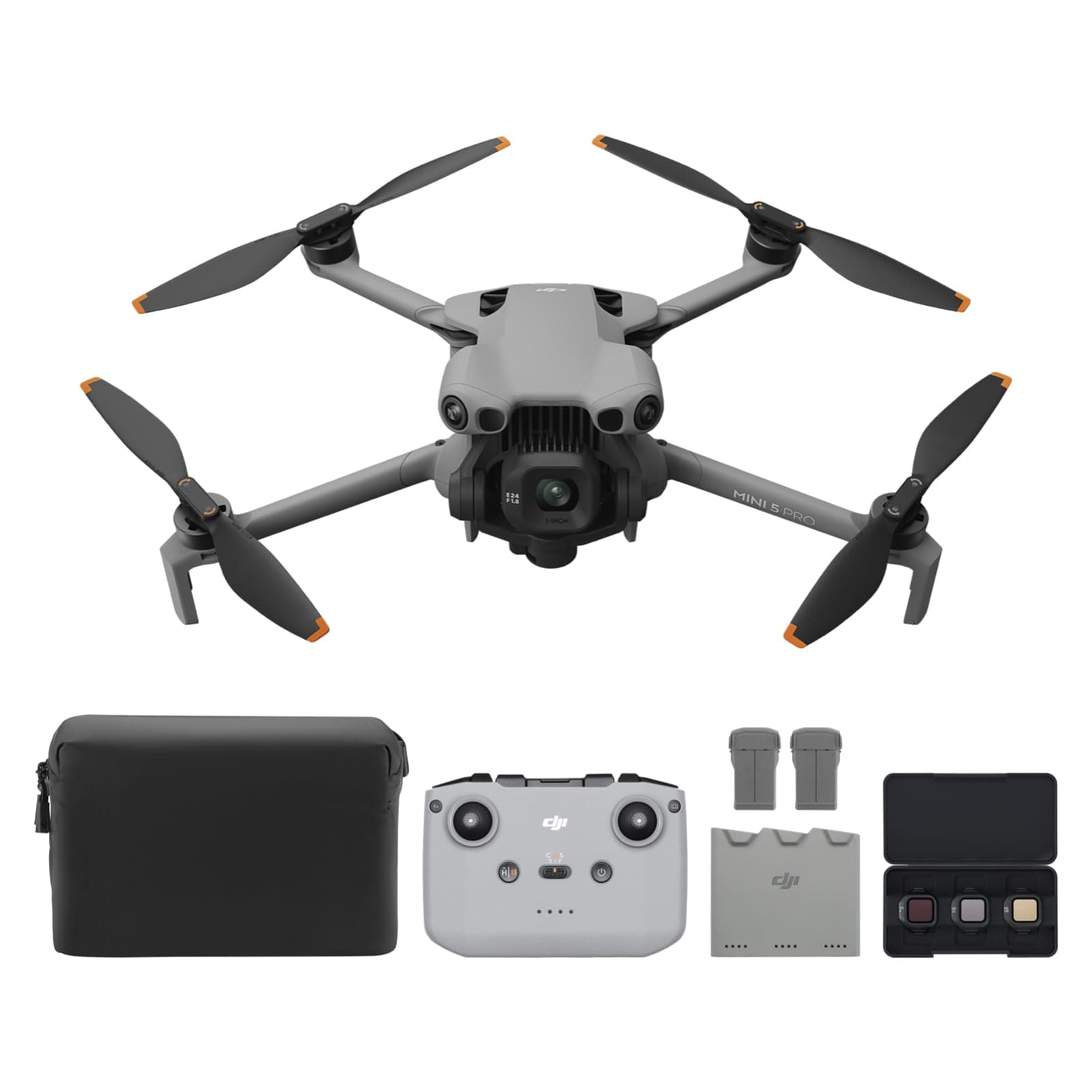 Bundle Fly More DJI Mini 5 Pro avec DJI RC-N3, Certifié C0, drone avec caméra, CMOS 1 pouce, drone 4K pour débutants avec détection d'obstacles omnidirectionnelle, ActiveTrack 360°, 3 batteries