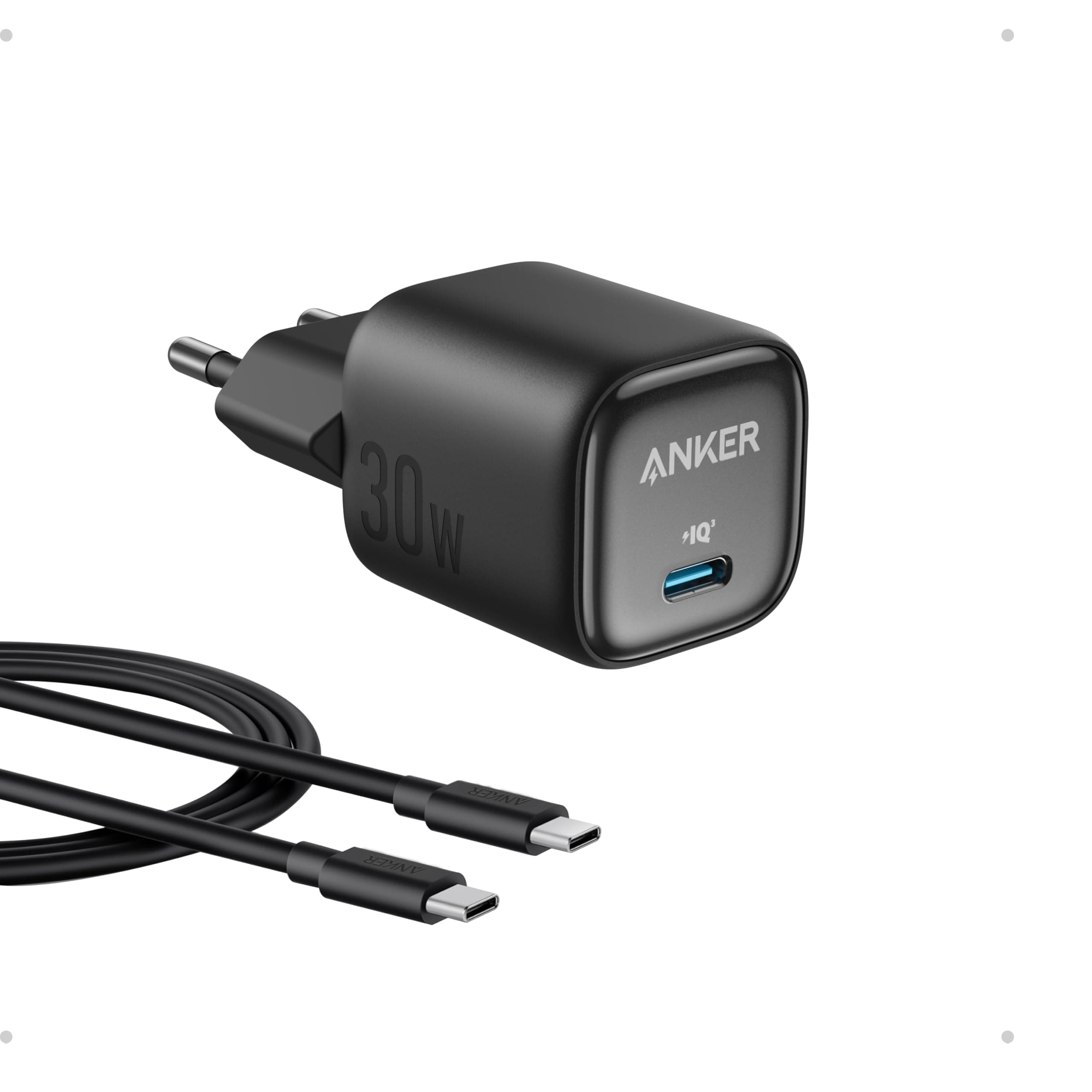 Anker 30W USB C Ladegerät, kompaktes GaN Schnellladegerät, 3X schnelleres Aufladen USB C Netzteil, Kompatibel mit iPhone 17/Pro/Pro Max/iPhone Air/16/15, iPad, Samsung Galaxy S24/S23, Pixel, und mehr