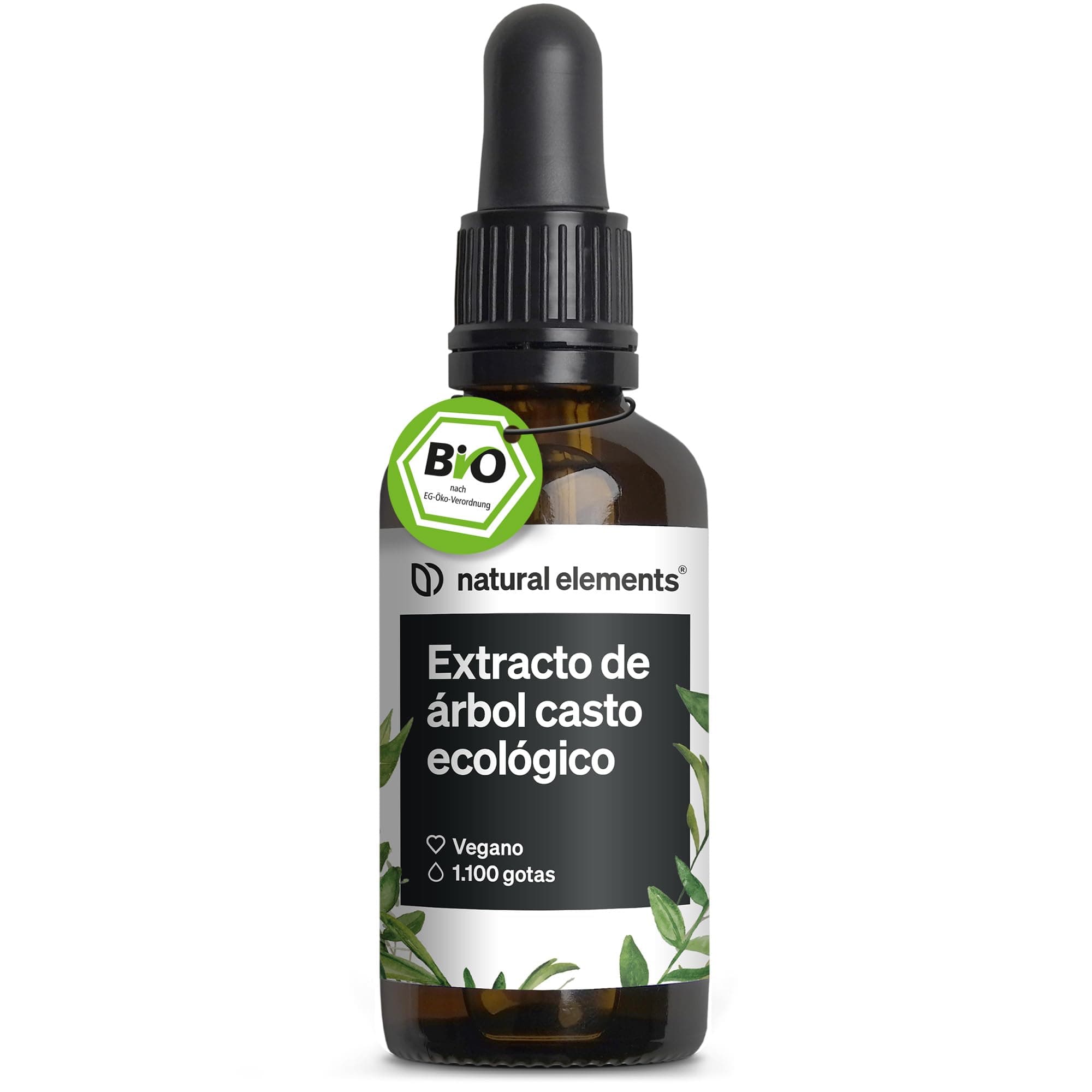 Sauzgatillo ecológico en gotas (50 ml) - Para el bienestar femenino - 300 mg de extracto de pimienta de monje (Vitex agnus-castus) por dosis diaria - Para 5 meses - Vegano y probado en laboratorio