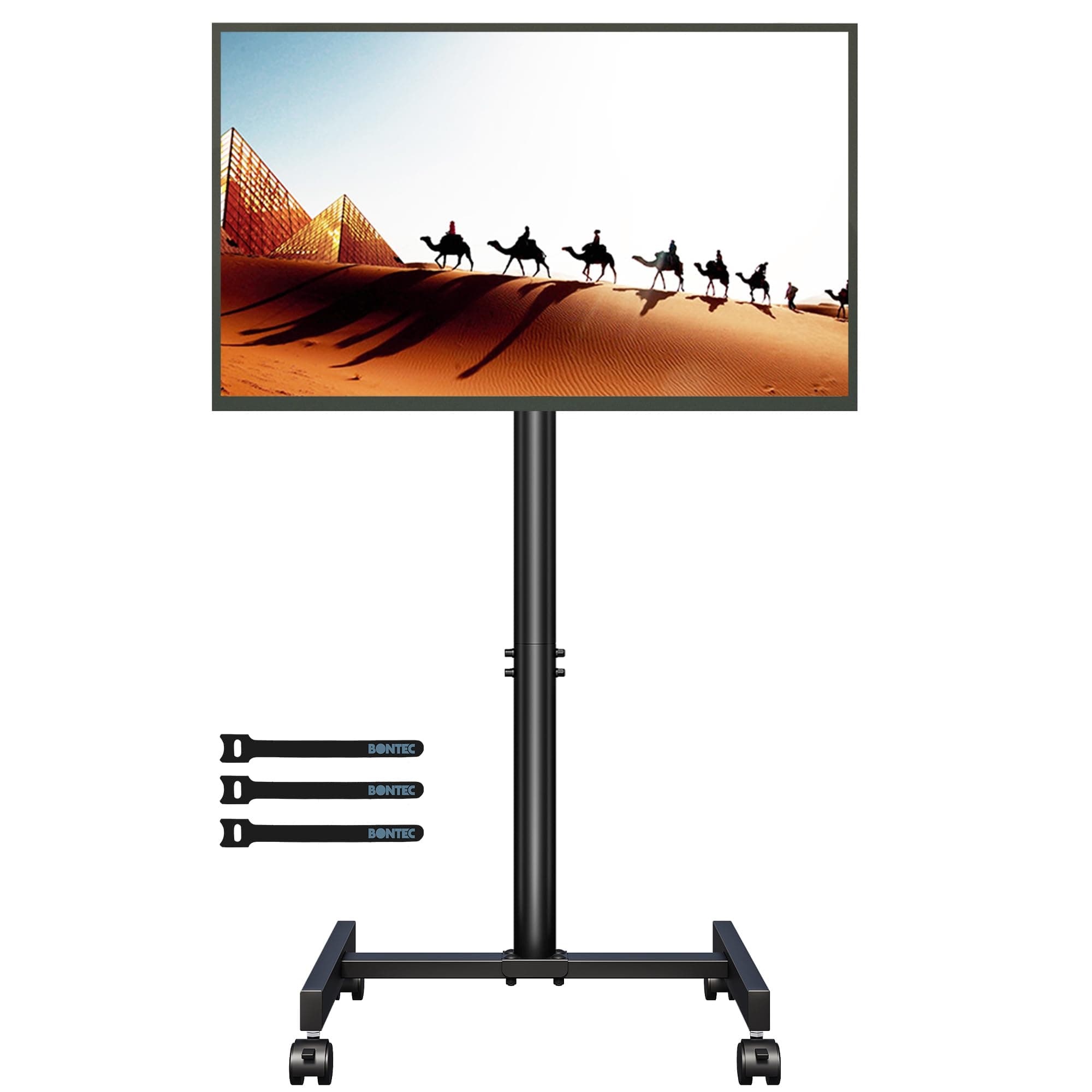 BONTEC Support TV roulettes pour Téléviseurs Incurvés Plats de 13-42 Pouces jusqu'à 20 kg, Chariot TV Mobile Réglable en Hauteur, Max VESA 200x200mm pour la Salle de Réunion et la Maison