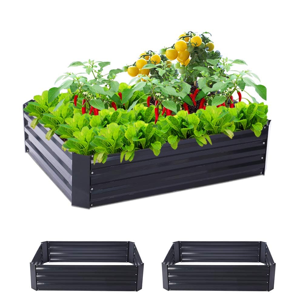 Taleco Gear Lot de 2 parterres surélevés en métal pour jardin, jardinière surélevée en acier, 120 x 90 cm