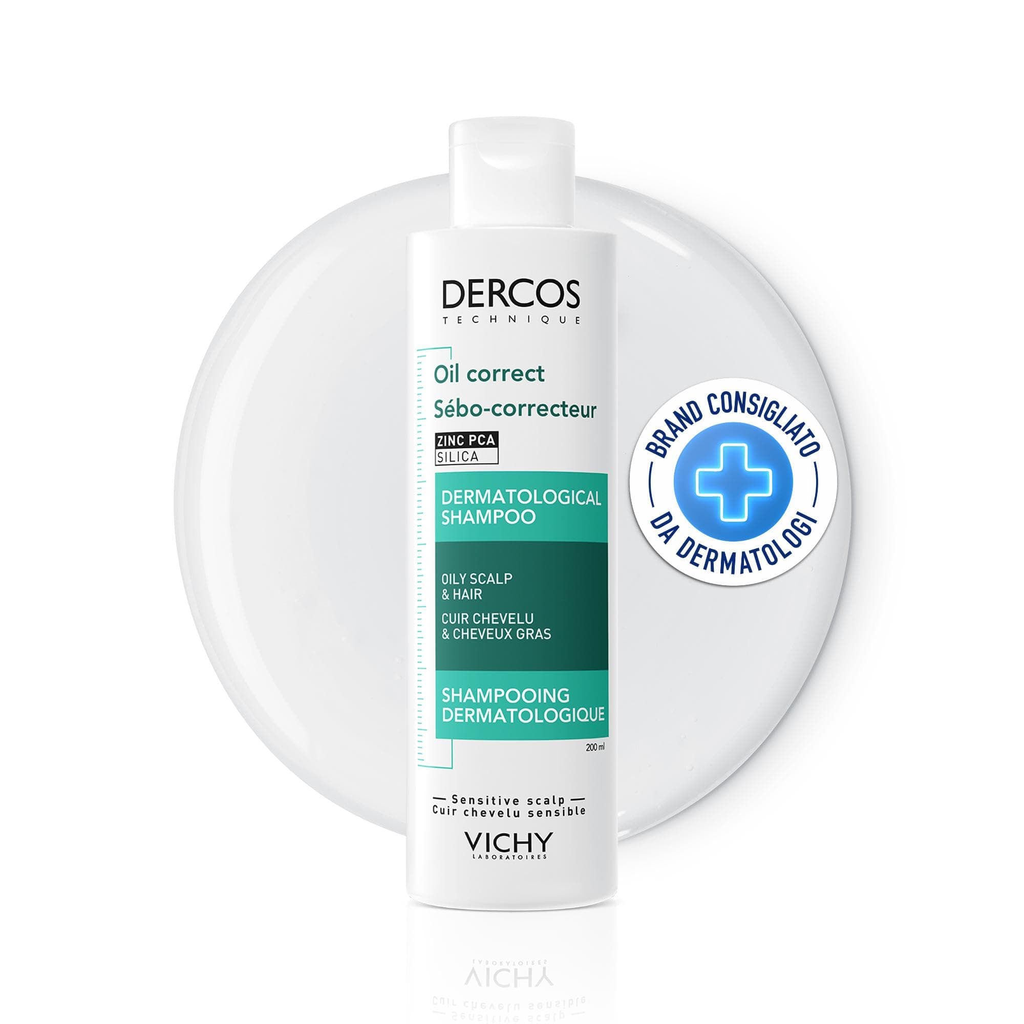 Vichy Dercos, Shampoo Sebo Regolatore Trattante, Per Capelli Grassi, Azione Purificante, Capelli Più Voluminosi, Senza Appesantire, Con Complesso Sebo-Normalizzante, 200 ml