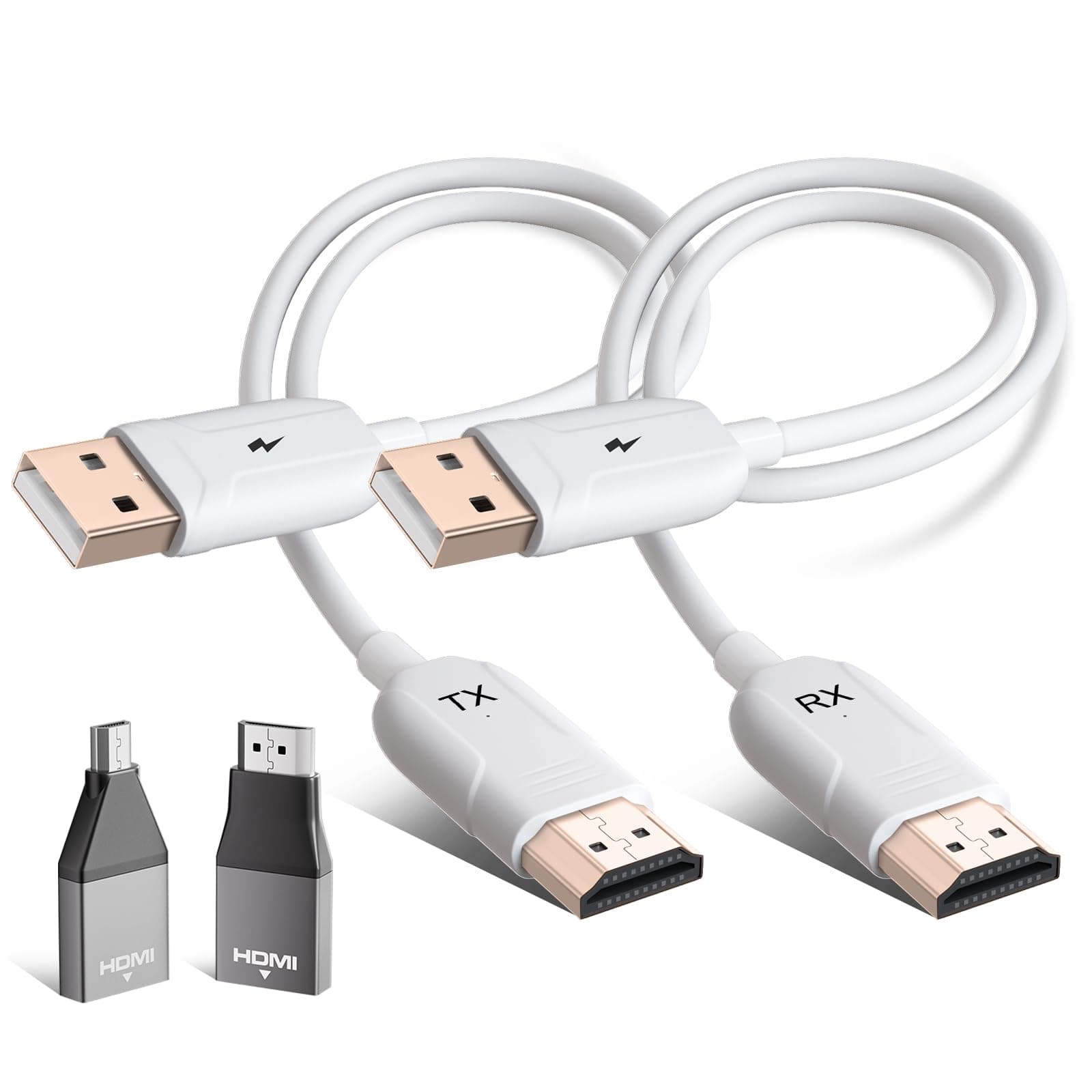 HDMI Wireless Trasmettitore e Ricevitore, Decodifica 4K Uscita 1080P, Cavo HDMI Senza Fili Portata 165FT/50M, 2,4 G e 5G Streaming Video/Audio/File da Laptop, PC a Monitor/TV/Proiettore, Bianco