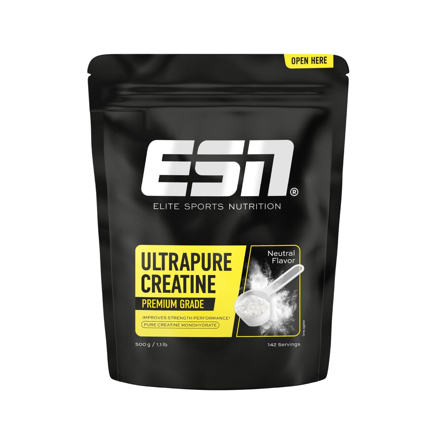 ESN Ultrapure Creatine Monohydrate, 500 g, 142 Portionen, mikrofein und perfekt löslich - made in Germany (Verpackung kann variieren)