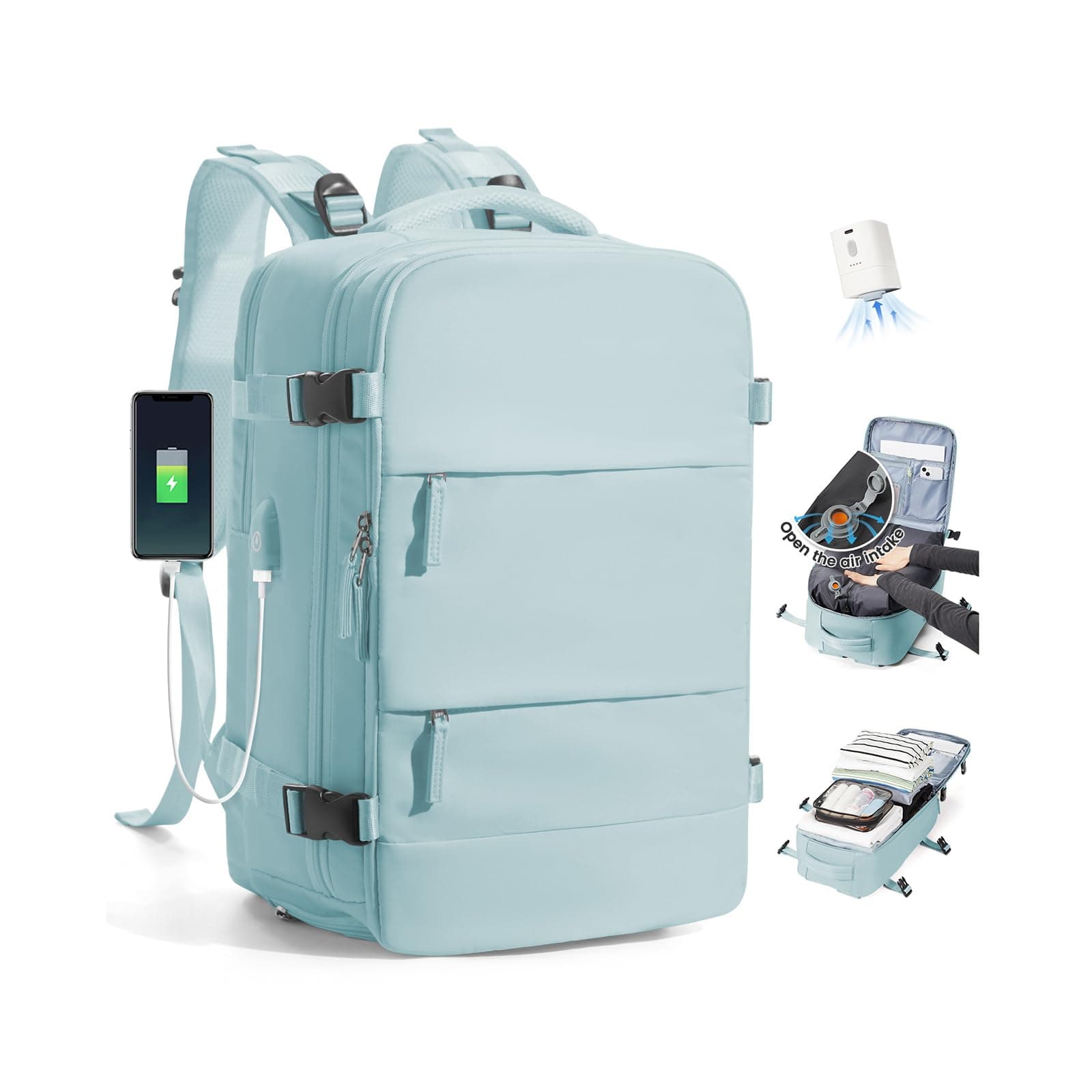 SZLX Mochila al Vacio con Bomba Equipaje de Mano 40x30x20 Ryanair Vueling Wizzair Easyjet Mochila Viaje Cabina Avion 40x20x25 Ryanair Mujer Mochila de transporte Impermeable para Computadora Portátil