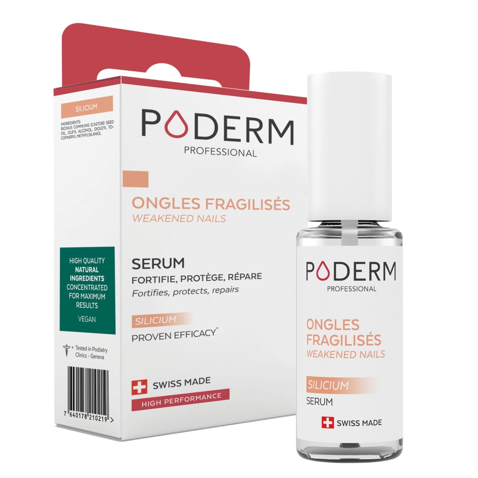 ONGLES FRAGILISÉS CHIMIOTHERAPIE - Sérum Silicium Apaisant, Fortifiant et Réparateur - Durcisseur et Protecteur - Soin Professionnel - Swiss made - PODERM
