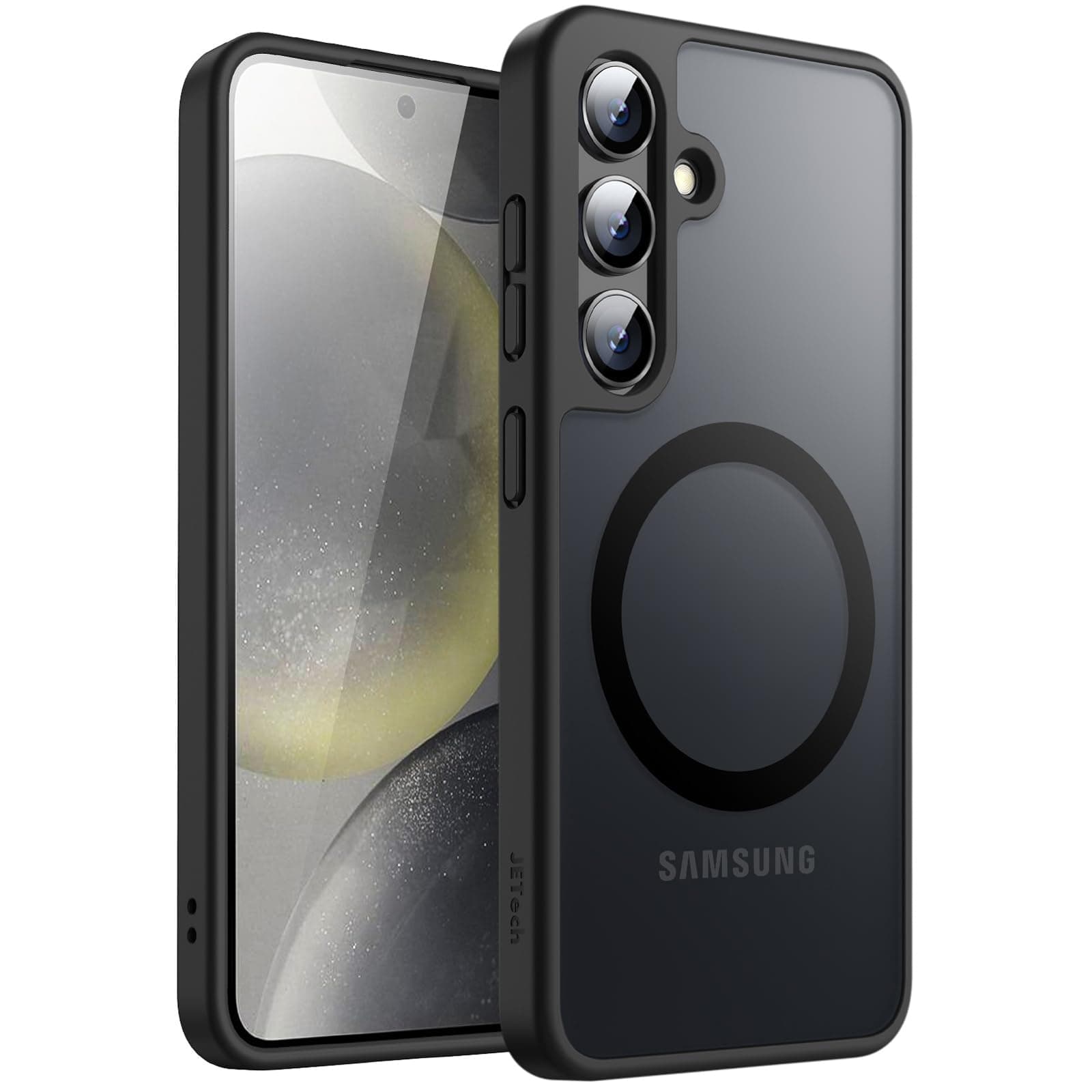 JETech Magnetisch Hülle für Samsung Galaxy S24+ / S24 Plus 5G, Kompatibel mit MagSafe, Transluzente Matt Rückseite Stoßfeste Handyhülle (Schwarz)