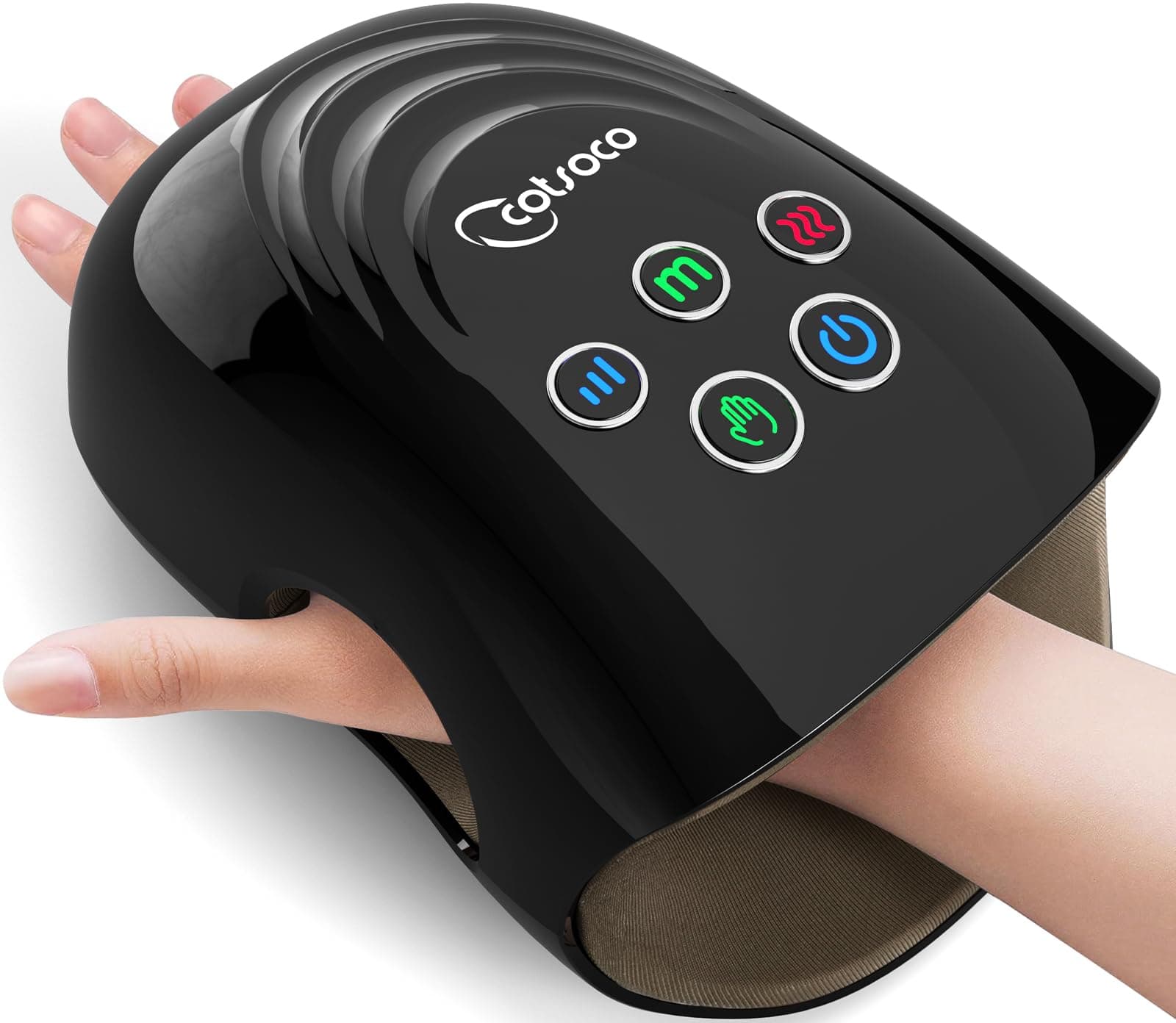 Cotsoco Masseur électrique pour les mains, Massage Main,Masseur Pour les Mains sans fil, Masseur de Main électrique Avec Chaleur, Meilleur Cadeau Pour la Famille et les Amis, Noir.