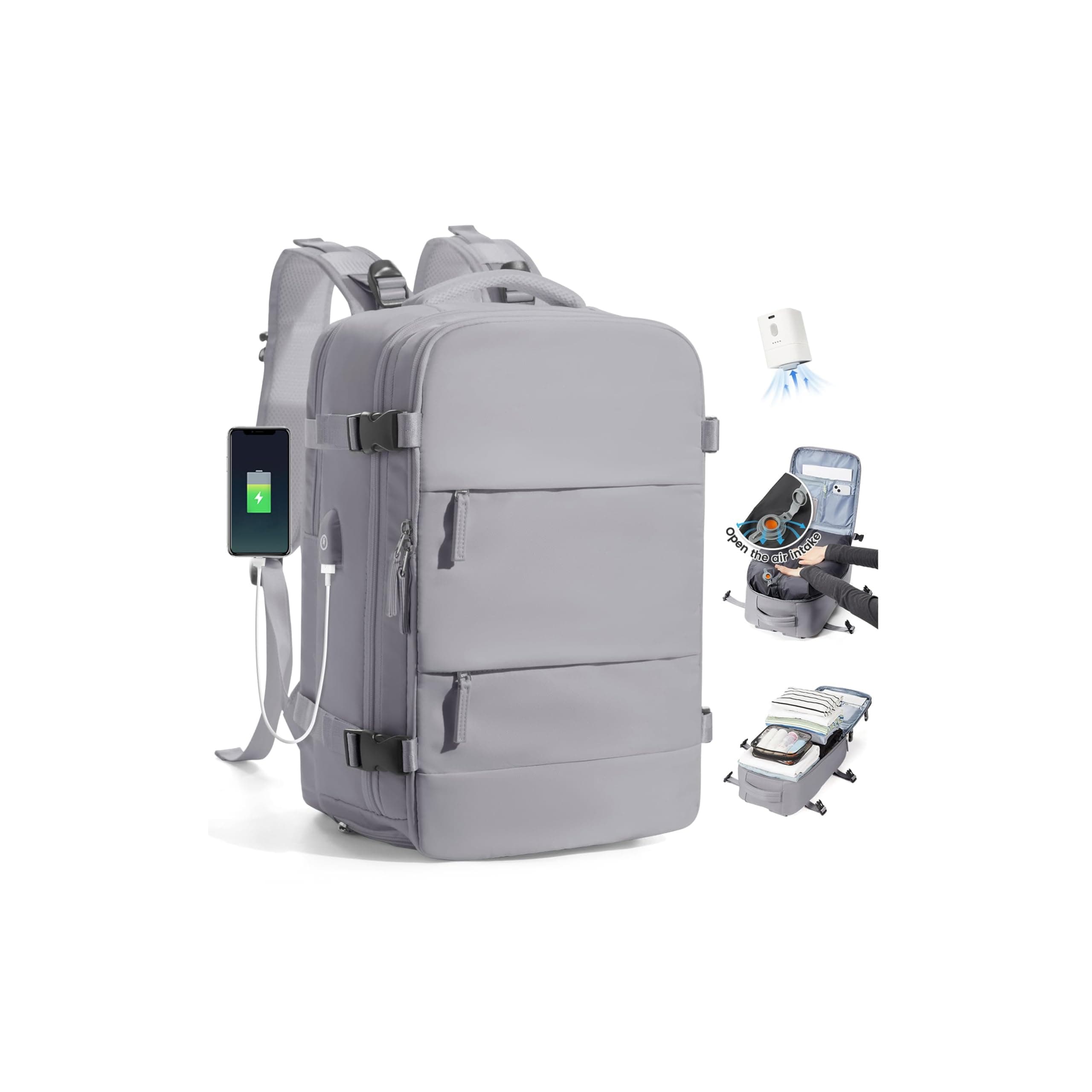 SZLX Zaino A Vuoto Bagaglio A Mano Donna, Zaino Airbag Con Sistema Di Vuoto Per Viaggi, Ryanair Viaggio Ruscksack Dimensione Cabina Con Pompa Impermeabile Uomo Valigia A Vuoto