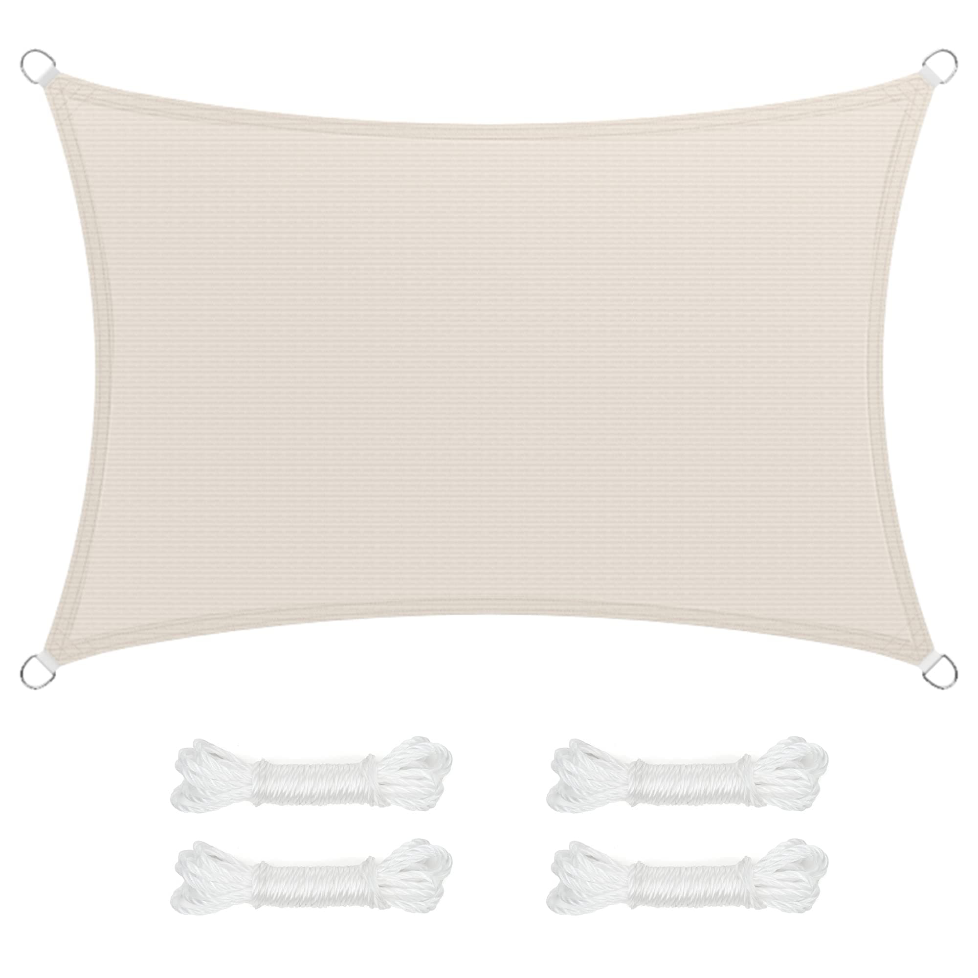 SONGMICS Vela de Sombra de 2 x 3 m, Tejido HDPE de Protección Solar, Transpirable, Permeable al Agua, Terraza, Jardín, Balcón, Camping, Rectangular, Cóncava, Cuerdas de 2 m, Beige GSS23IVV1