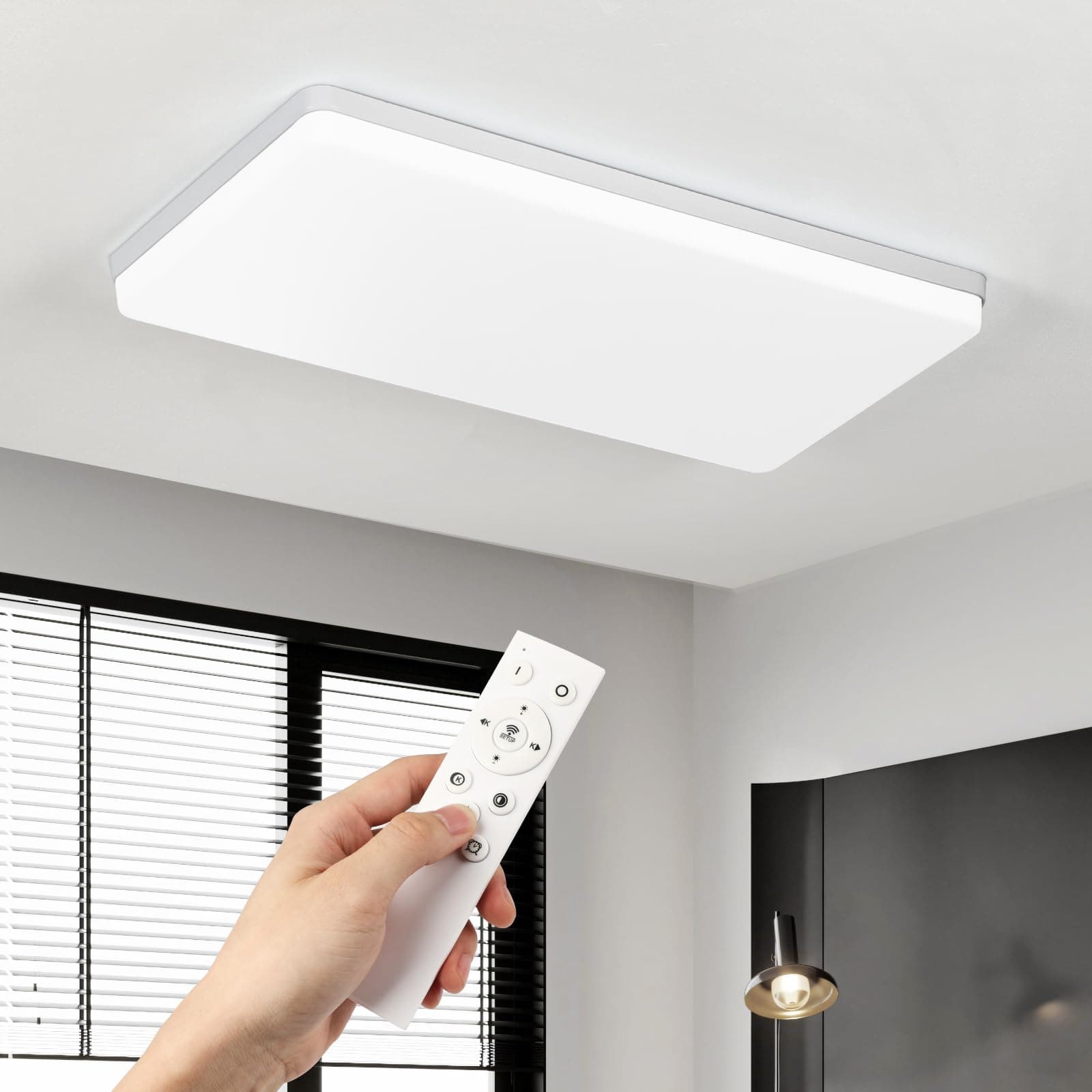 EASY EAGLE Plafon LED Techo, 50x25CM 3000K-6500K Regulable Superficie Panel Led Rectangular, 50W 6800LM Lámpara de Techo Moderna, Luz LED Techo Para Oficina Dormitorio Salon Cocina Comedor Balcón