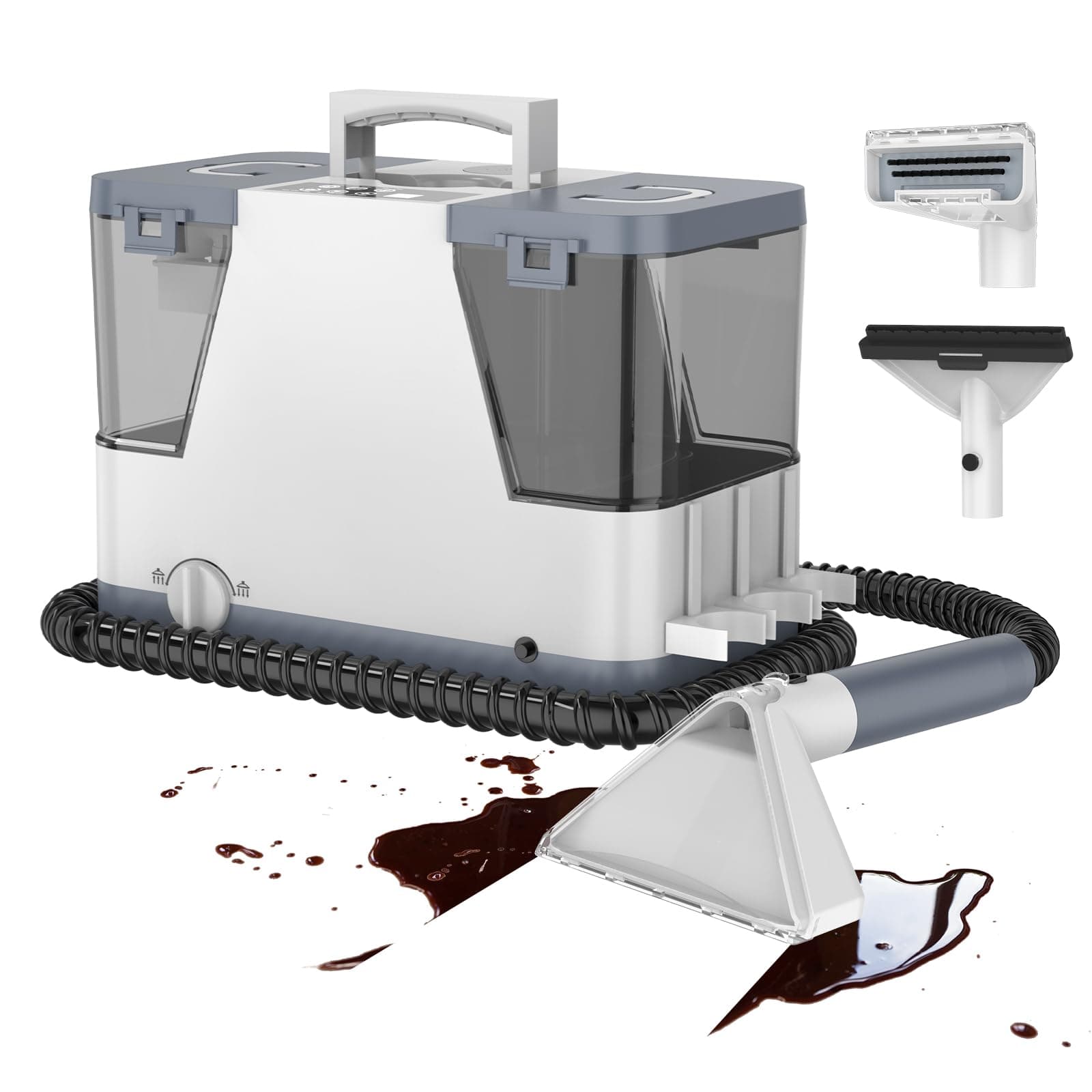 Aspiradora de Agua Tapicería - 2500W 20kPa Limpiador de Tapiceríascon Vapor Caliente,alfombras, moquetas para aspiradora y desmontador para colchón compacto y portátil