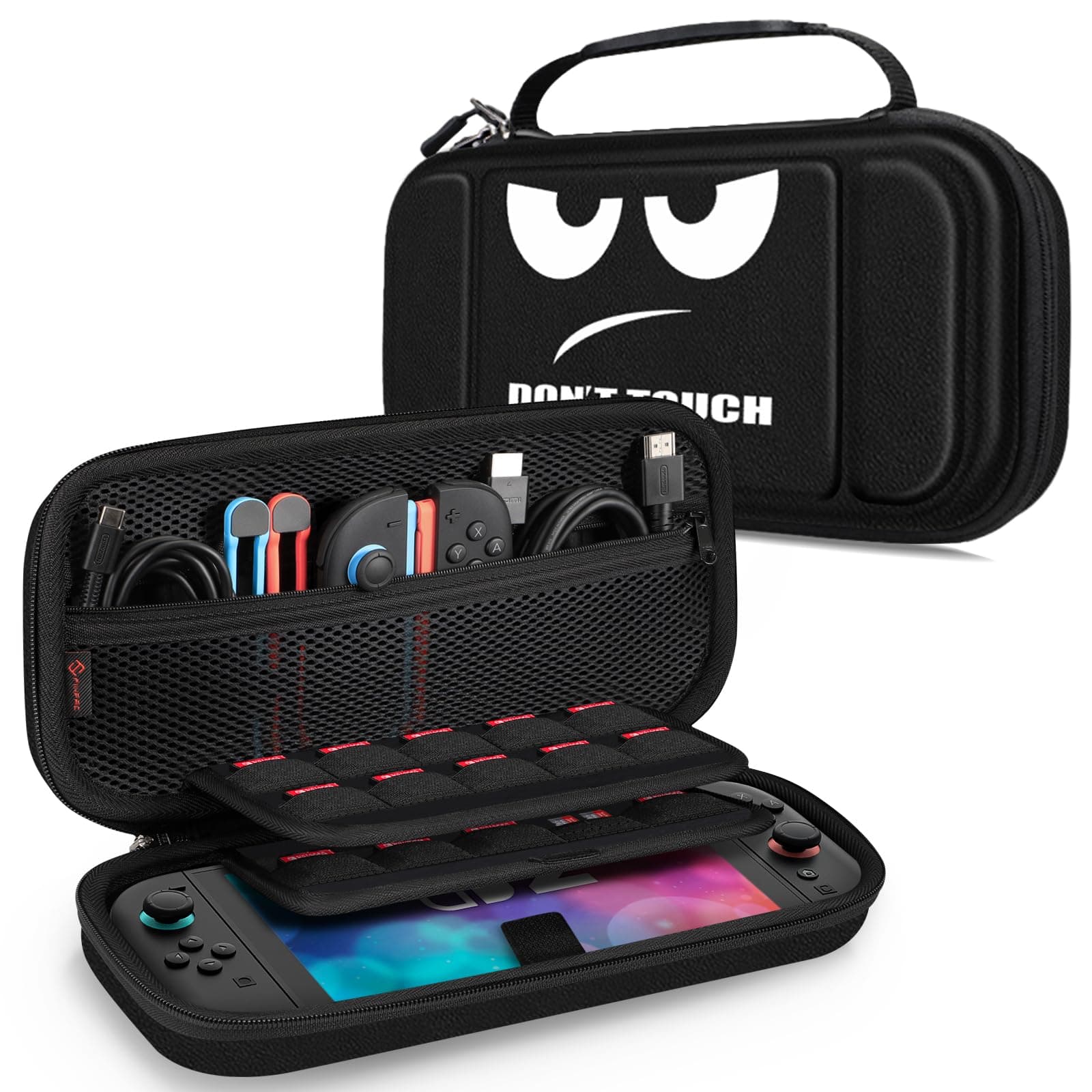 FINTIE Tasche für Nintendo Switch 2(2025) - Tragetasche Aufbewahrungstasche Hülle Case mit Spielkartenhaltern und Innentasche für Nintendo Switch 2 Konsole und Zubehör, Don't Touch