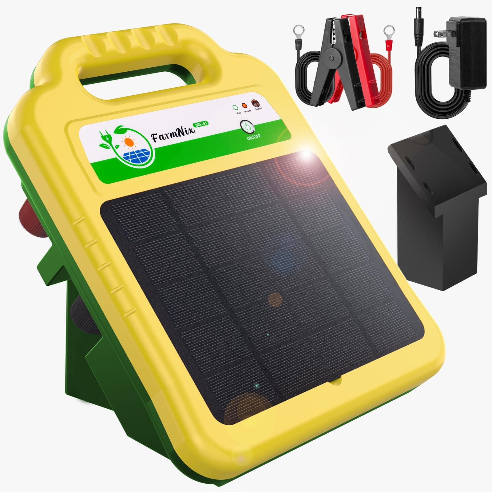 FarmNix 16KM Pastore Elettrico, 0.2J/8KV Recinto Elettrico Controllore di 10400mah lithiumbatterij con Pannello Solare da 4.3W Per Mucche, Allevamento Di Pollame, Fattoria degli Animali Recinzione
