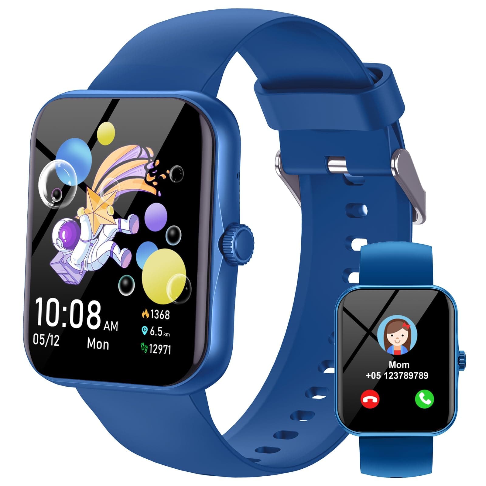 Ucani Reloj Inteligente Niños Niñas, 1,8" HD Smartwatch para Niño y Niña con Podómetro,100+ Modos Deporte, Monitor de Sueño, Despertador Pulsera Actividad para Adolescentes 5 a 16 Años Regalo, Azul