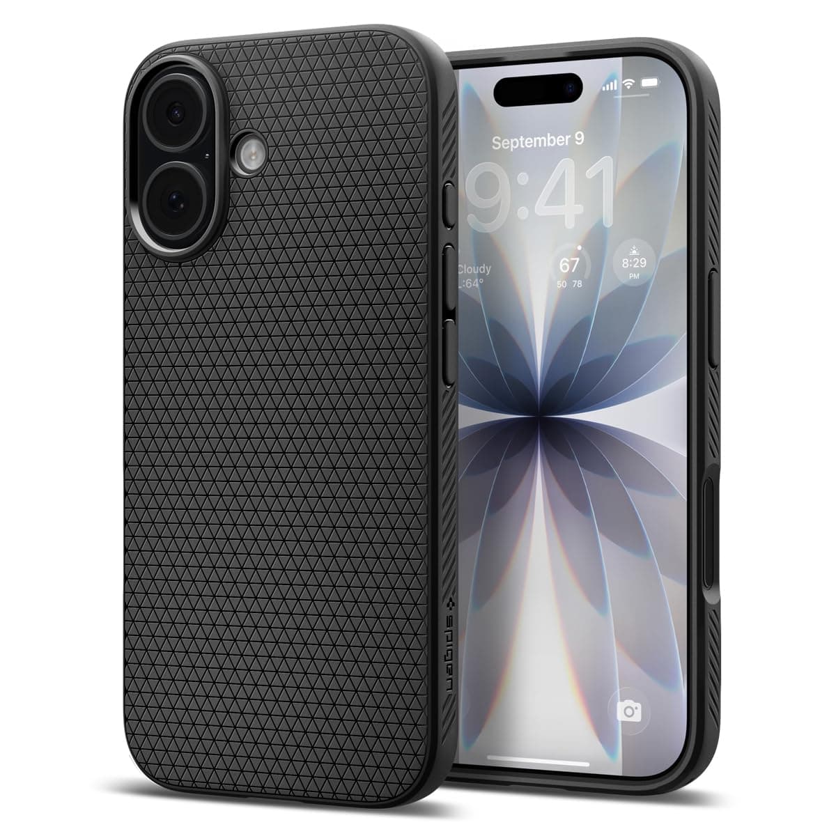 Spigen iPhone 17 Hülle [rutschfest] [DURCHDACHTE Details] Liquid Air Case Slim TPU mit Truss-Design, Militärgeprüfter Schutz, Sound Tunnel Technologie Handyhülle –Matte Black