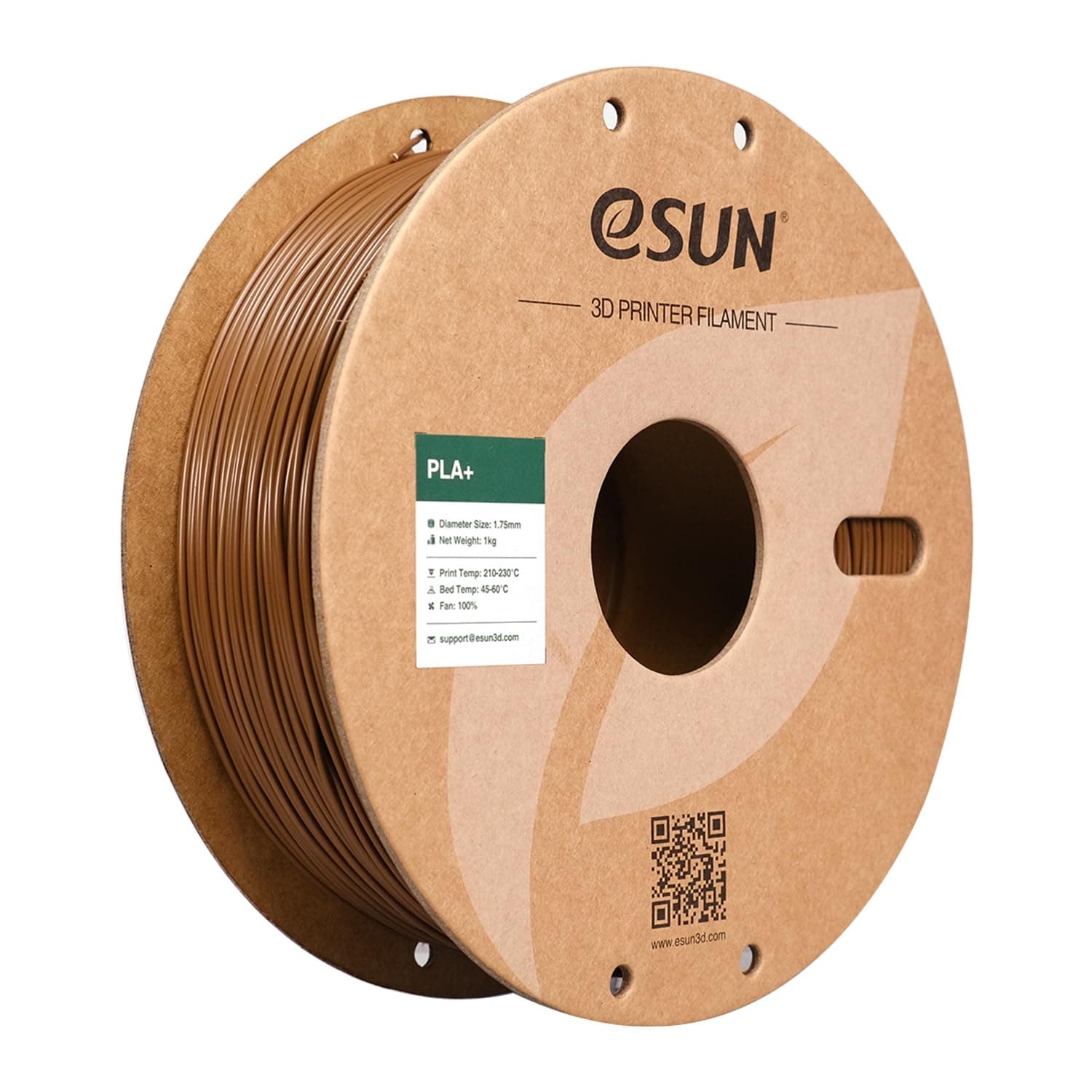 eSUN Filamento PLA+ 1.75mm, Mejorado Tenacidad Impresora 3D Filamento PLA Plus, Precisión Dimensional +/- 0.03mm, 1KG Carrete (2.2 LBS) para Filamento de Impresión 3D, Marrón