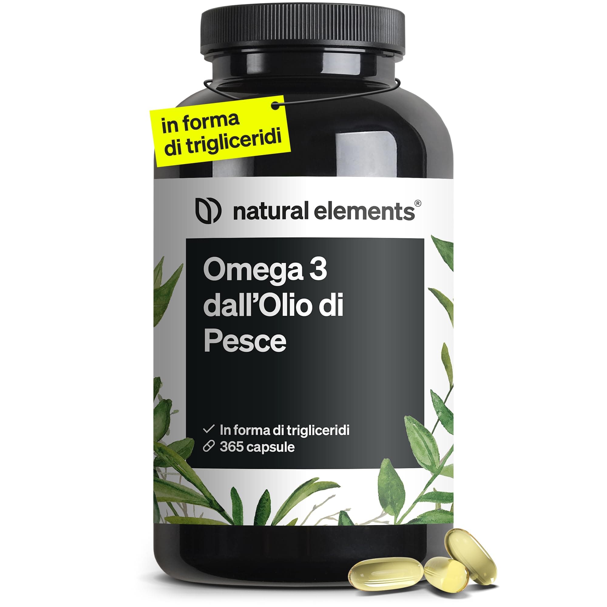 Omega 3 Olio di Pesce 2000mg – 365 softgels capsule – 360mg EPA e 240mg DHA per porzione – alto dosaggio – prodotto e testato in laboratorio in Germania