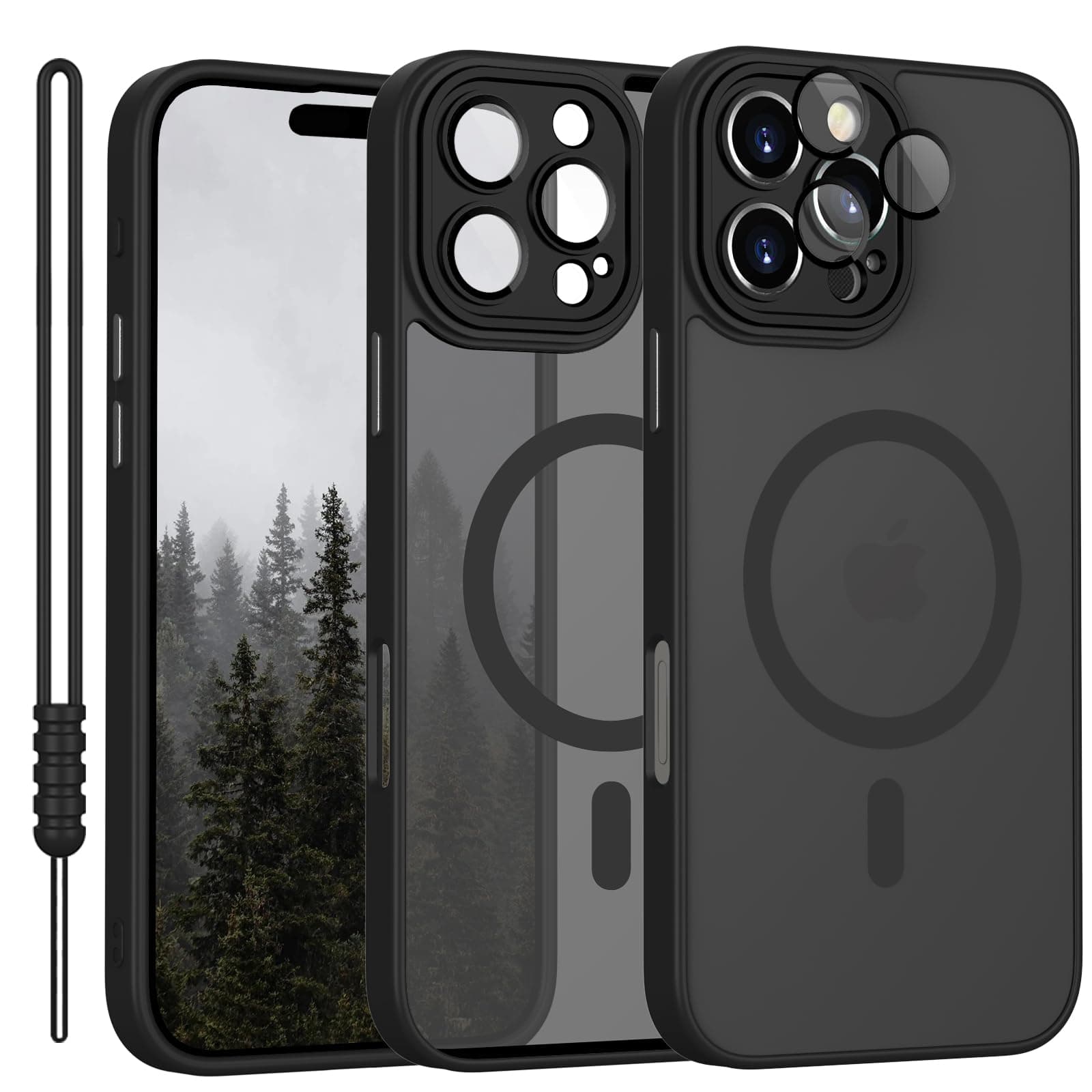 YUANDMI Cover Magnetica per iPhone 16 Pro Max Compatibile con MagSafe, Custodia per iPhone 16 Pro Max Traslucida Opaca Case Ultra-Sottile Silicone Anti-Scivolo Resistente ai Graffi, Nero