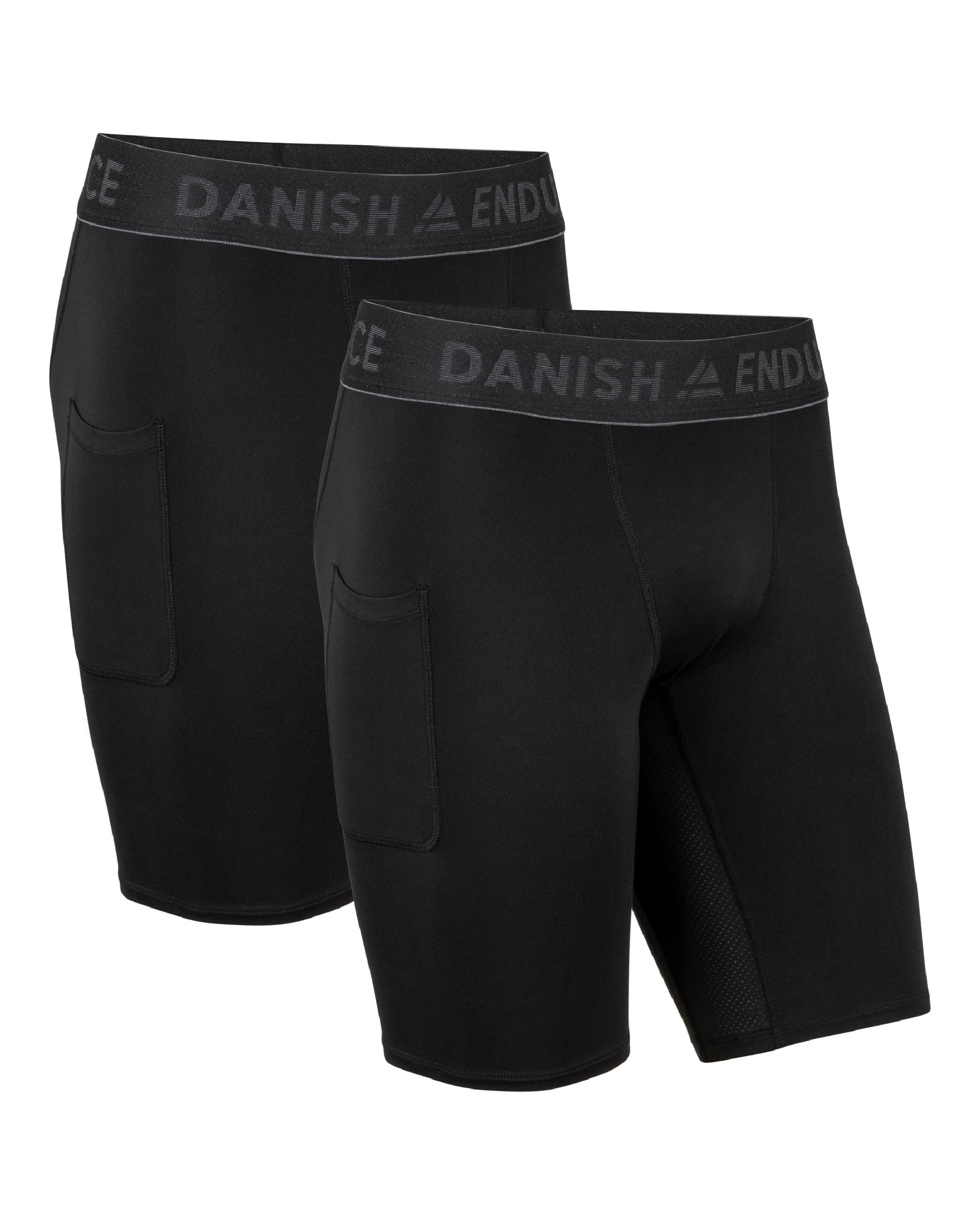 DANISH ENDURANCE Kompressions Shorts Herren, Sport Shorts, Sporthose Herren Kurz mit Taschen, Laufhose, 2er Pack