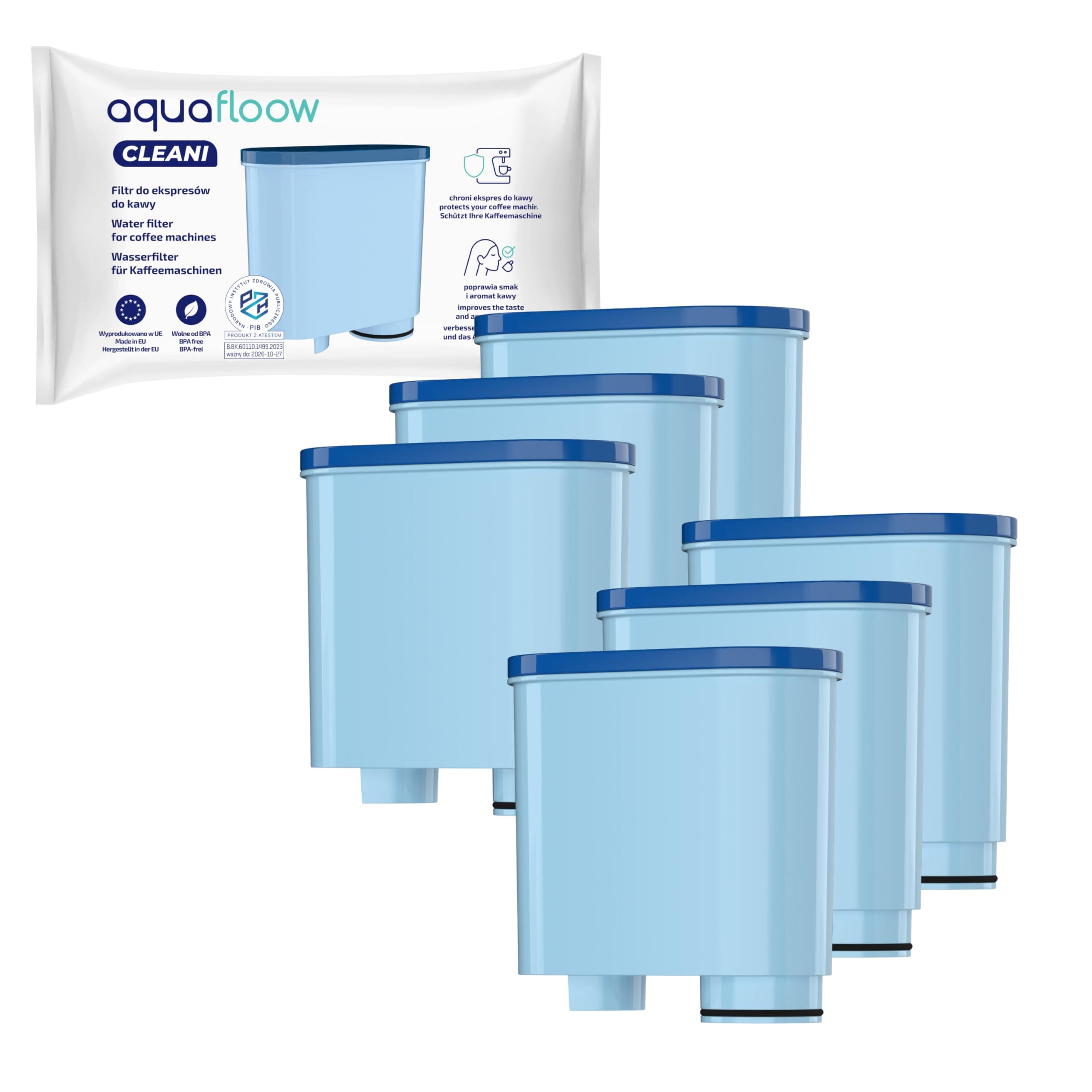 Aquafloow Ersatzwasserfilter Kompatibel mit Philips® AquaClean® CA6903/10 & CA6903/22, Saeco® LatteGo® Series 2200/3200/5400 & PicoBaristo – Antikalk Wasserfilter für Kaffeevollautomat (6x)