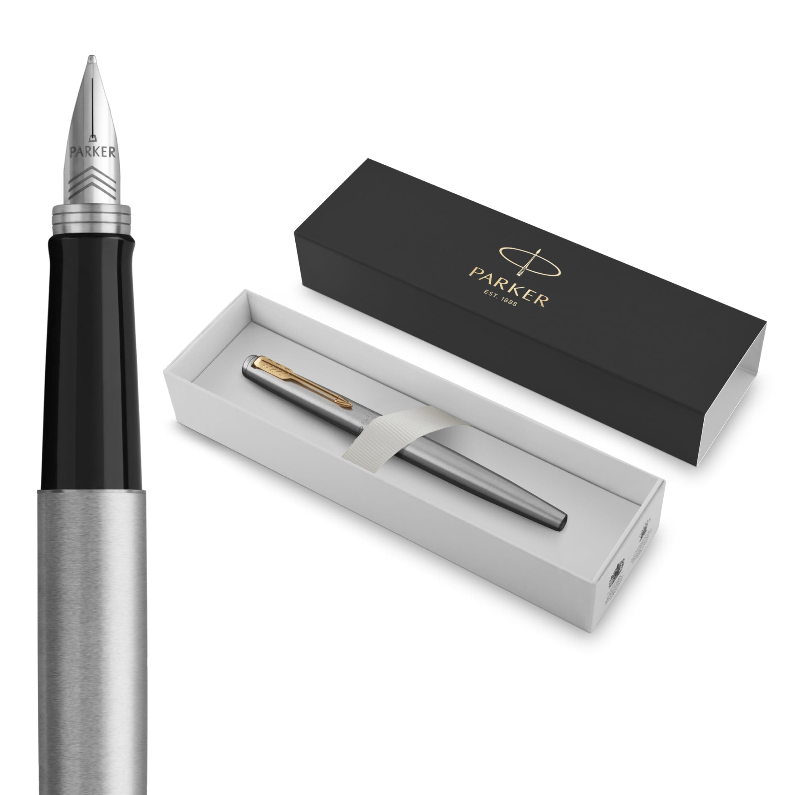 Parker Jotter Penna Stilografica in Acciaio Inox con Finiture in Oro, Confezione Regalo