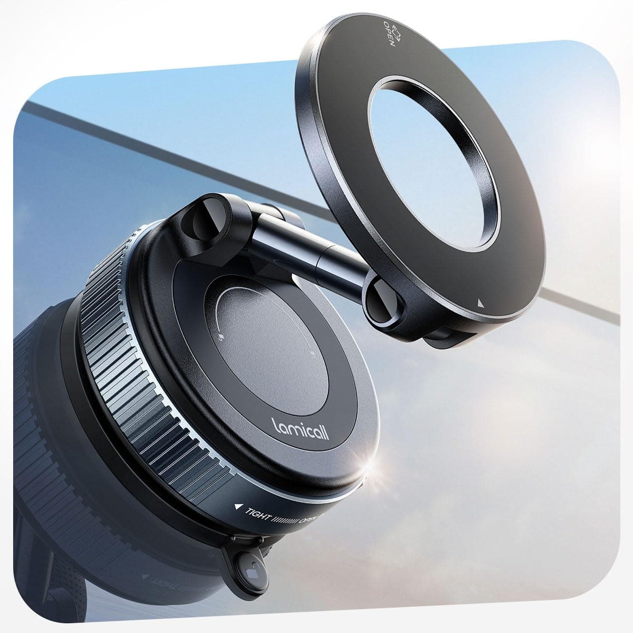 Lamicall Magnetischer Handyhalterung Auto für Magsafe Autohalterung - [TOP Vakuum Saugnapf & 24X Magnete] Mag Safehalterung Auto Handy Halterung, 360° Drehbar KFZ Halter für iPhone 17 16 15 14 Pro Max