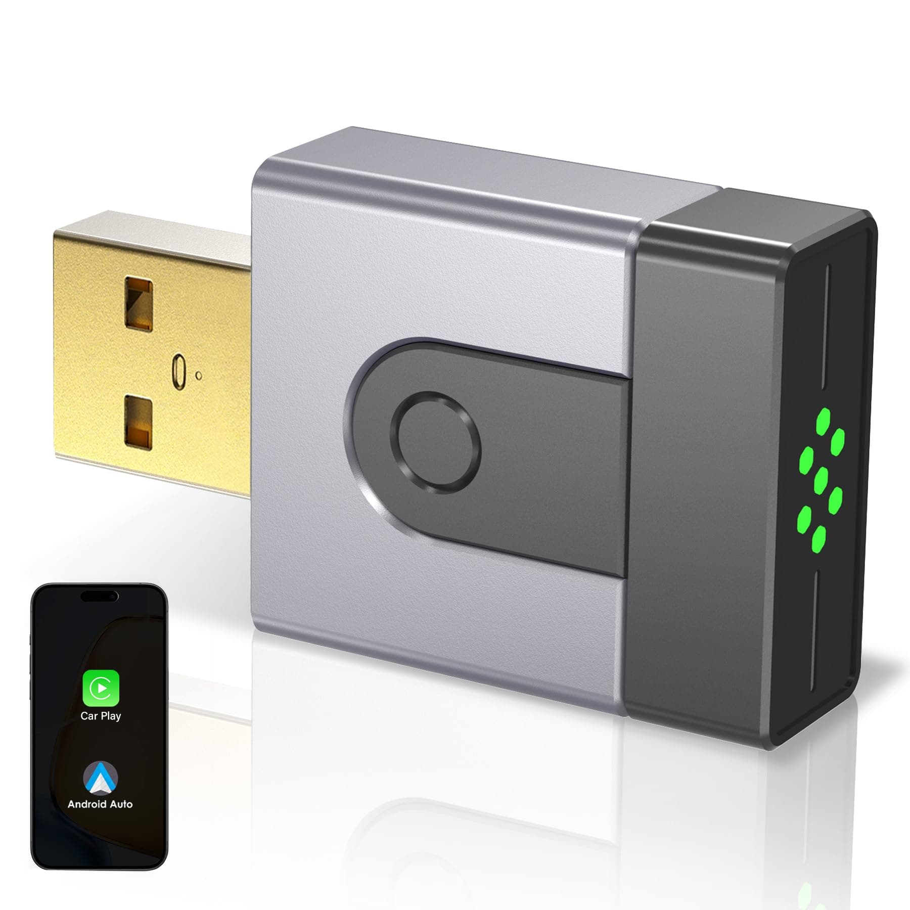 ZOUHOE 2-en-1 Adaptateur CarPlay sans Fil, Compatible CarPlay & Android Auto, Passez du Câblé au sans Fil, Plug & Play, Connexion Rapide, sans Latence, Design Compact et Élégant(1pièces)