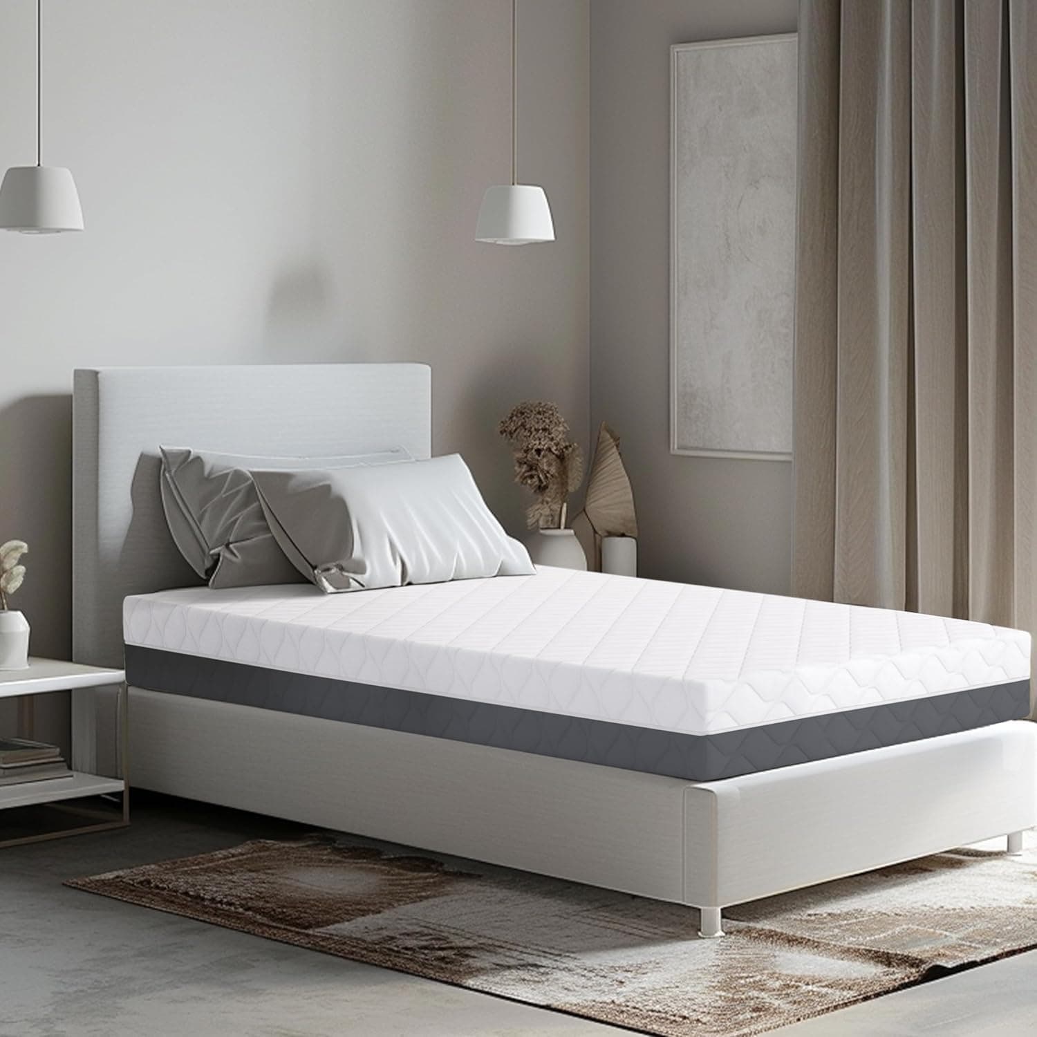 TANHK Materasso Memory Made in Italy | Ortopedico | Sistema di Alleviamento dei Punti di Pressione | Anallergico, Antibatterico e Antiacaro | Traspirante (Materasso Memory, 100 x 200)