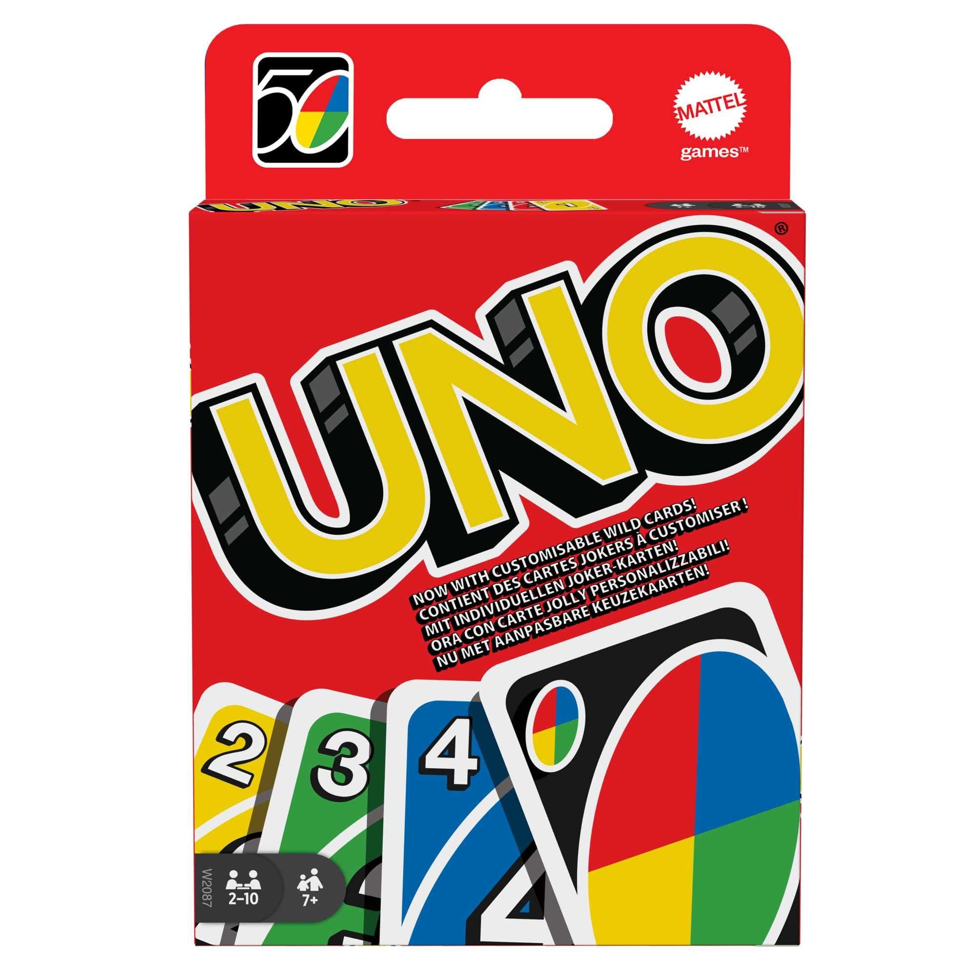Mattel Games - UNO Original - Juego de Cartas Familiar - Clásico - Baraja Multicolor de 112 Cartas - De 2 a 10 Jugadores - para Niños y Adultos - Regalo para 7+ Años, W2087