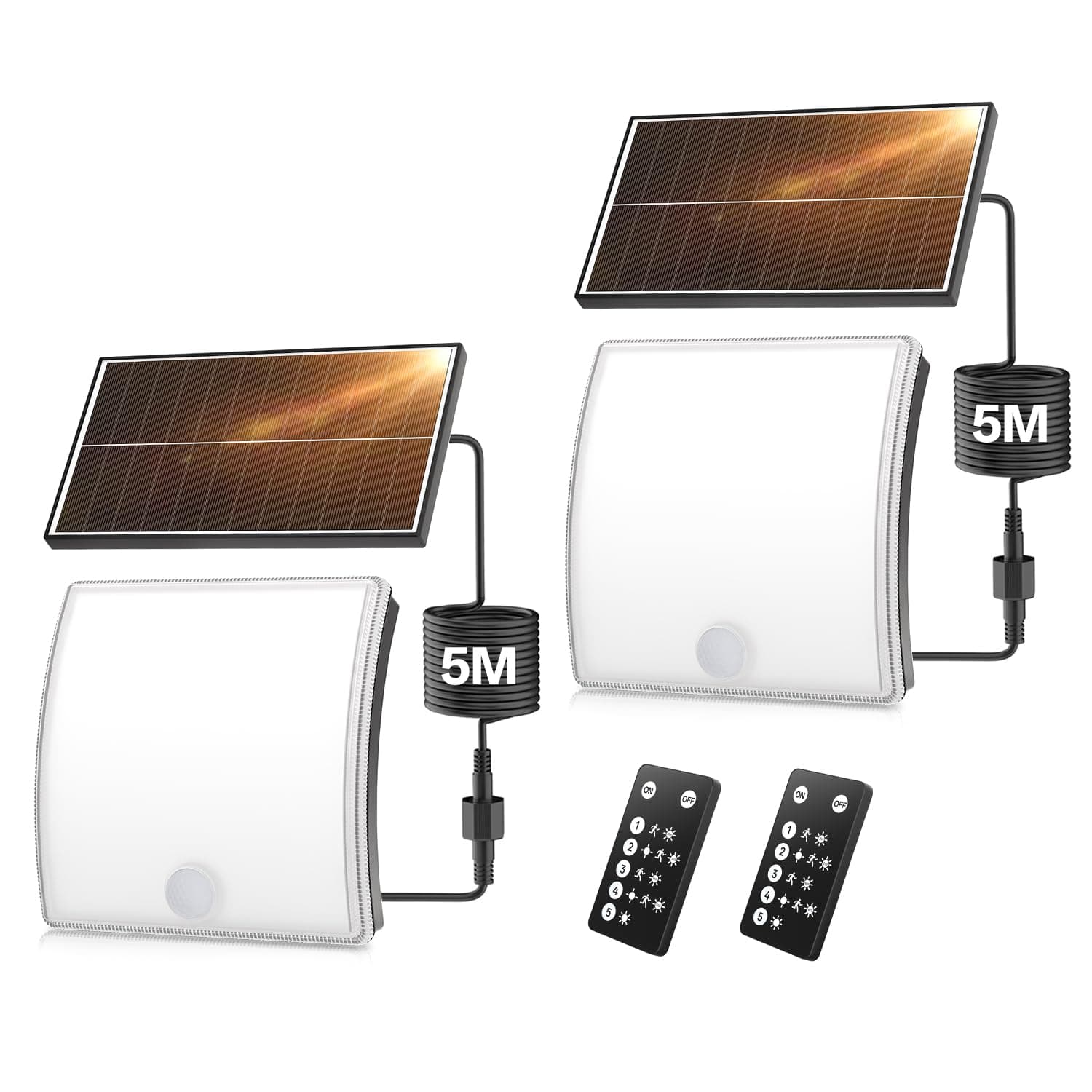 YICAIZI Foco Solar Exterior, Luz Con Sensor De Movimiento, Y 5 Modos, Con Mando A Distancia,Resistente Al Agua IP65,8500k Luz Solar Exterior Jardin Patio Del Garaje