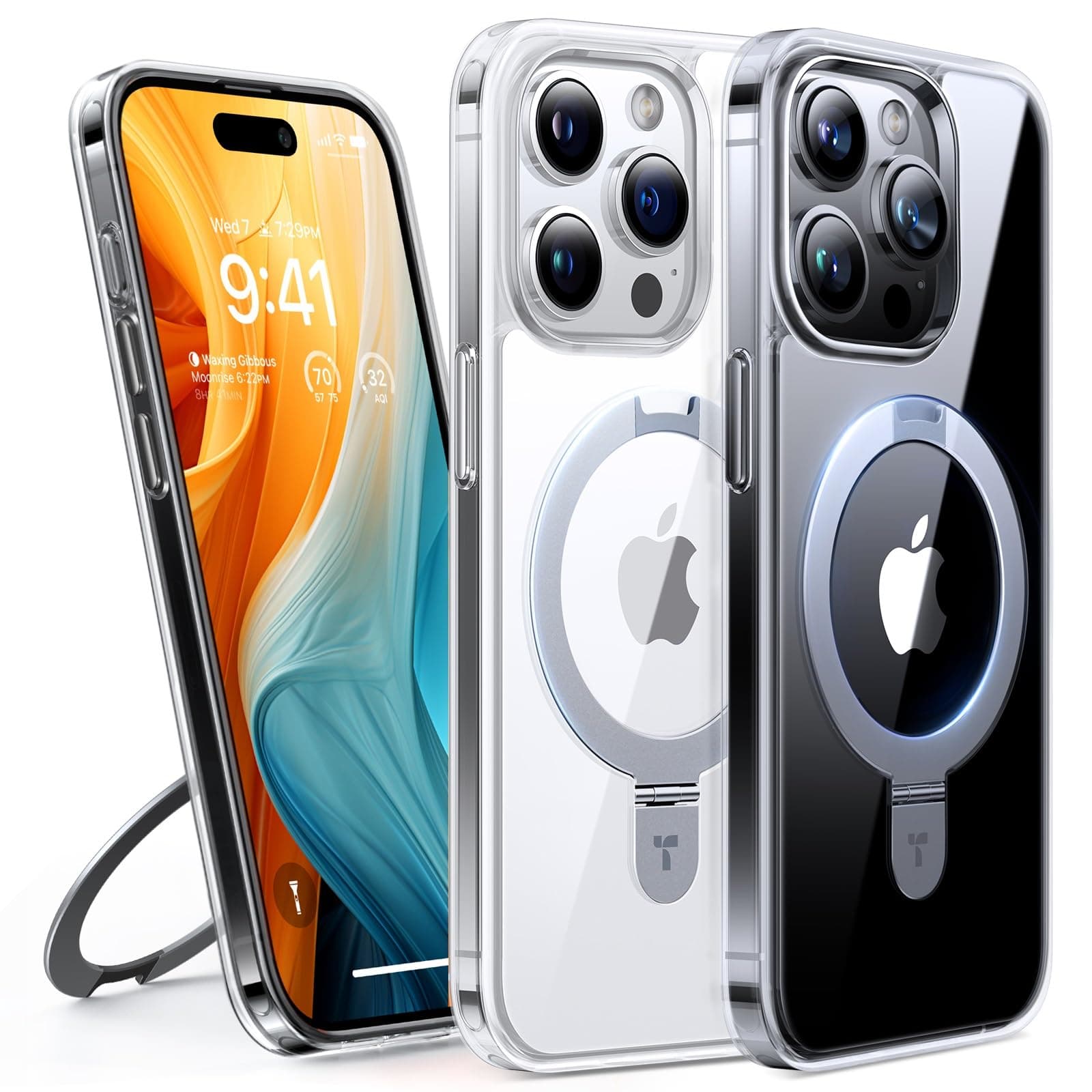 TORRAS Ostand für iPhone 15 Pro Max Hülle für MagSafe (Nr.1 Magnetkraft, Unsichtbarer Ständer, Militärischer Schutz) Stoßfest Handyhülle iPhone 15 Pro Max Case Kratzfeste All-in-One Transparent
