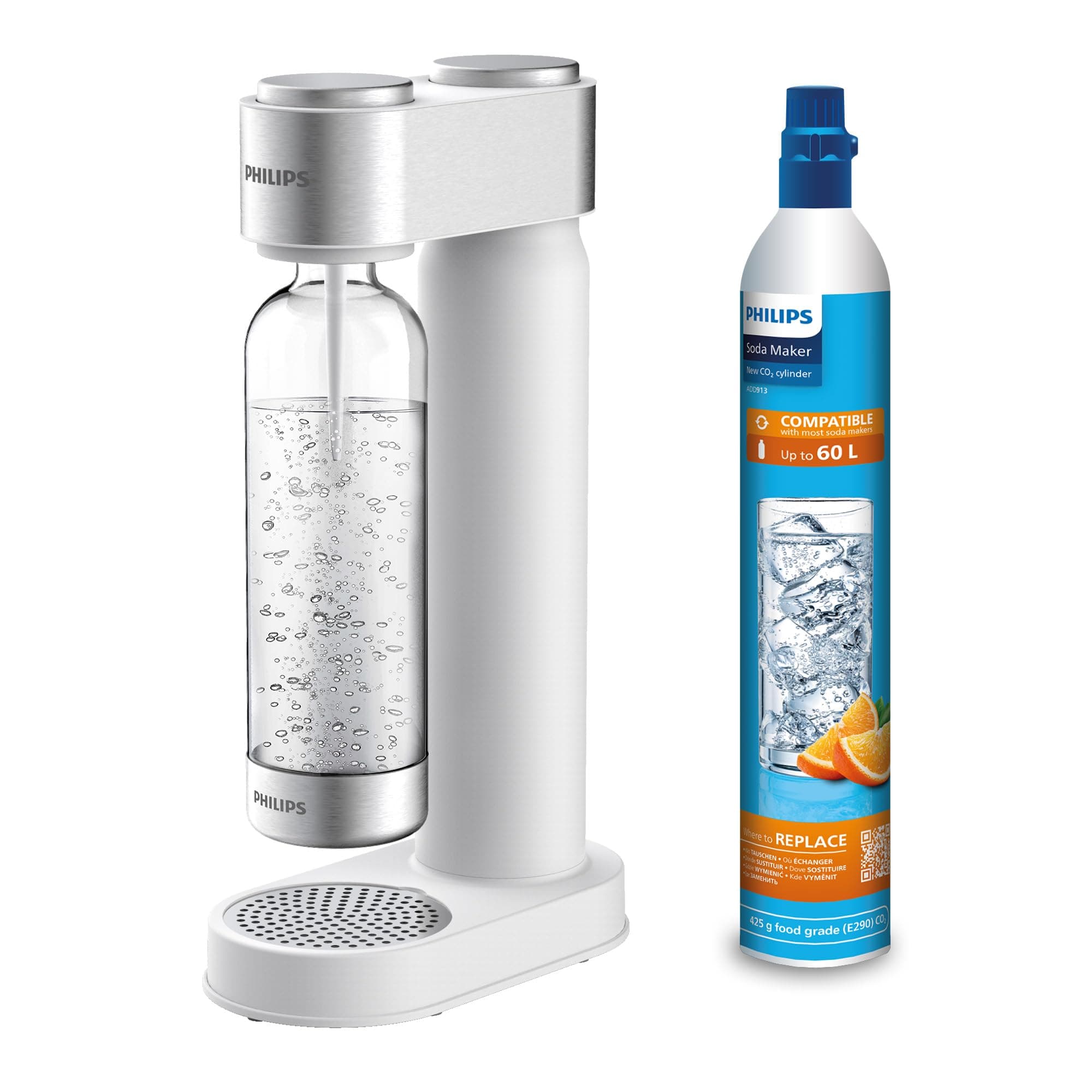 Philips Water Add4902Wh/10 Gozero, produttore di acqua frizzante, plastica, Bianco, 1 l