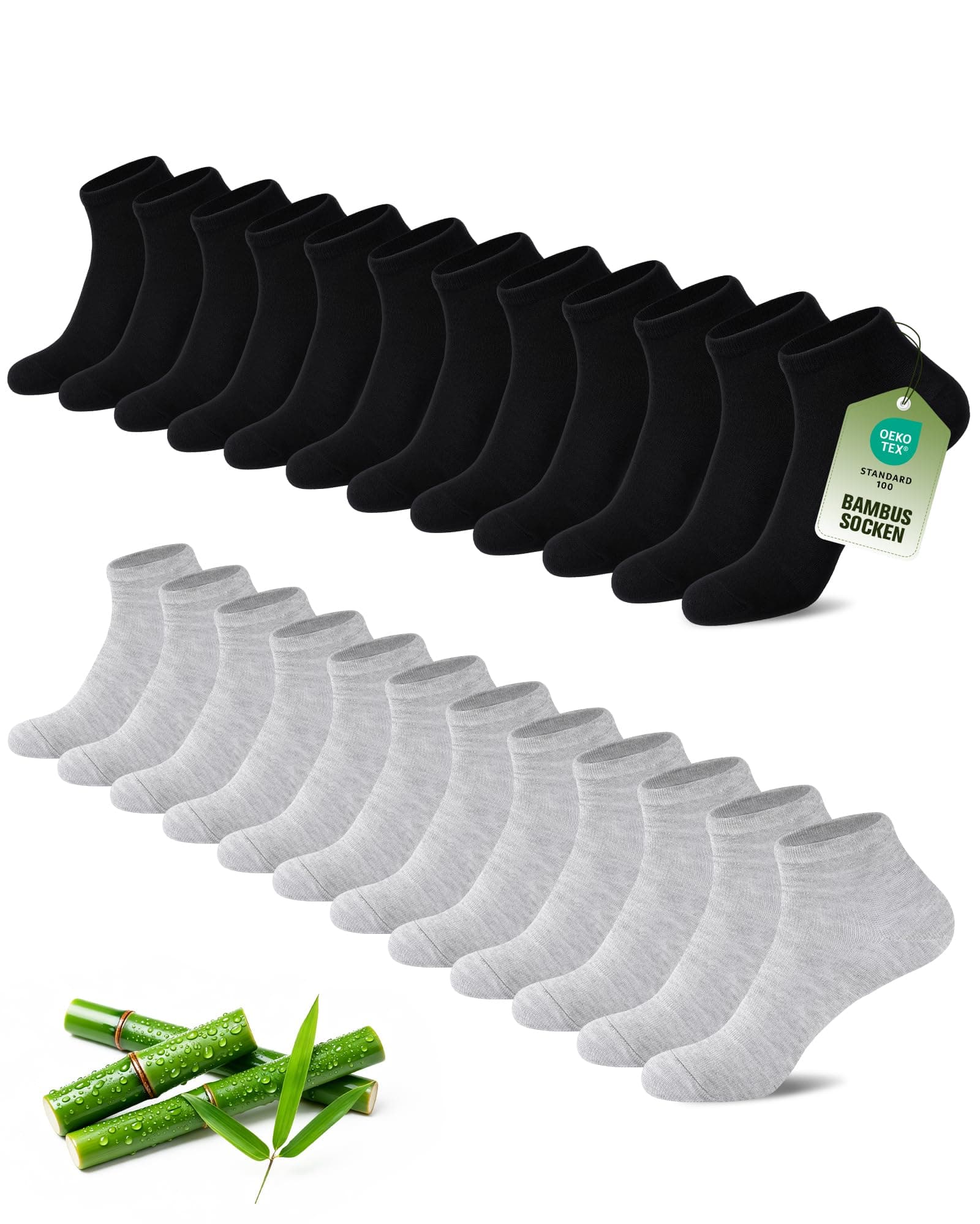 SukModen 12/24 Paia di Calzini da Sneaker per Uomo e Donna in Bambù, Anti-Odor Traspiranti Mezzi Calzini Morbidi, Calzini Corti per Uso Quotidiano, Tempo Libero, Shopping e Casa