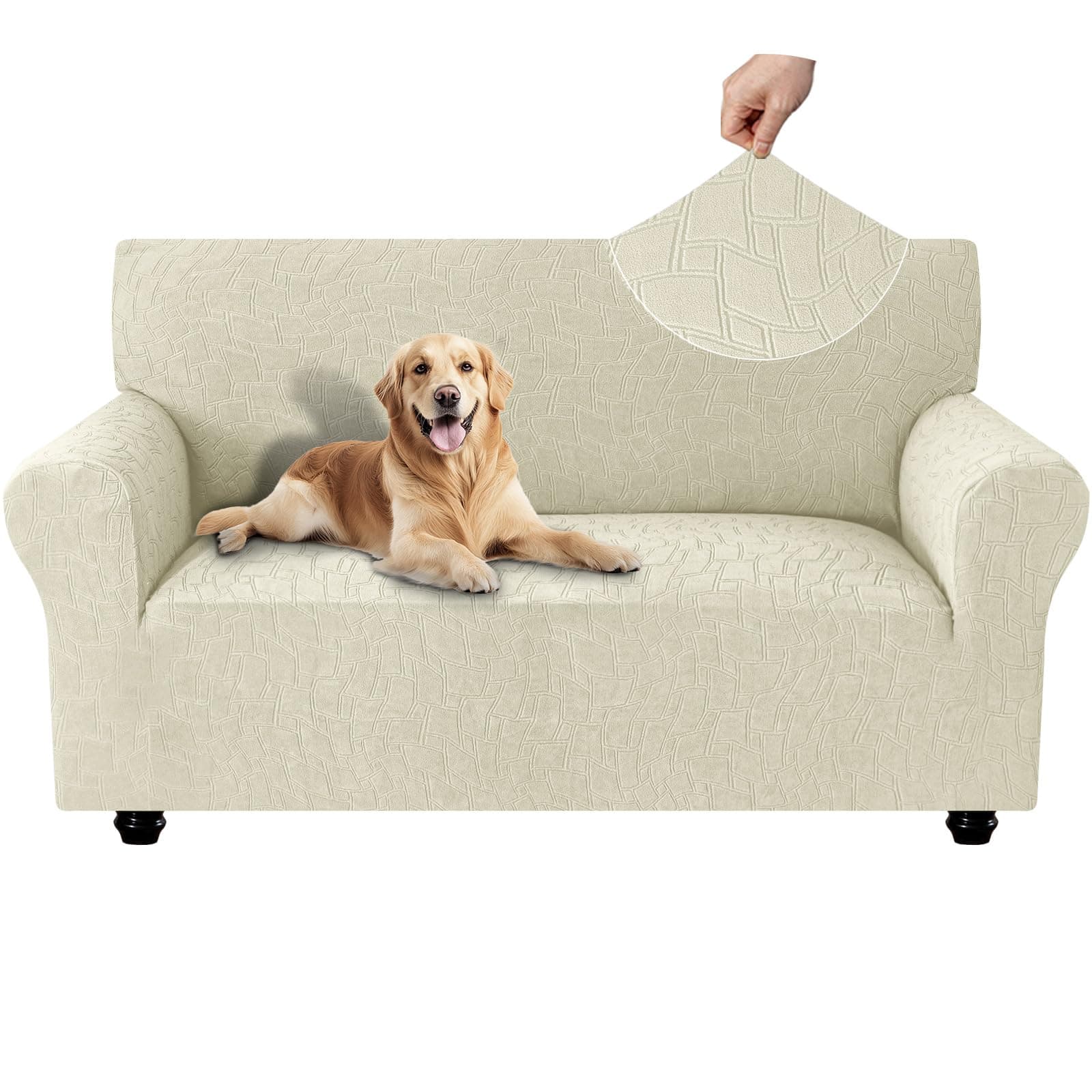 Ystyle Funda Sofa 2 Plazas, Couch Cover Elasticas, Funda para Sofa Antiarañazos Gatos, Forros para Sofas Antideslizante, Protector Sofa Antimanchas Lavable Anti Perros, Beige