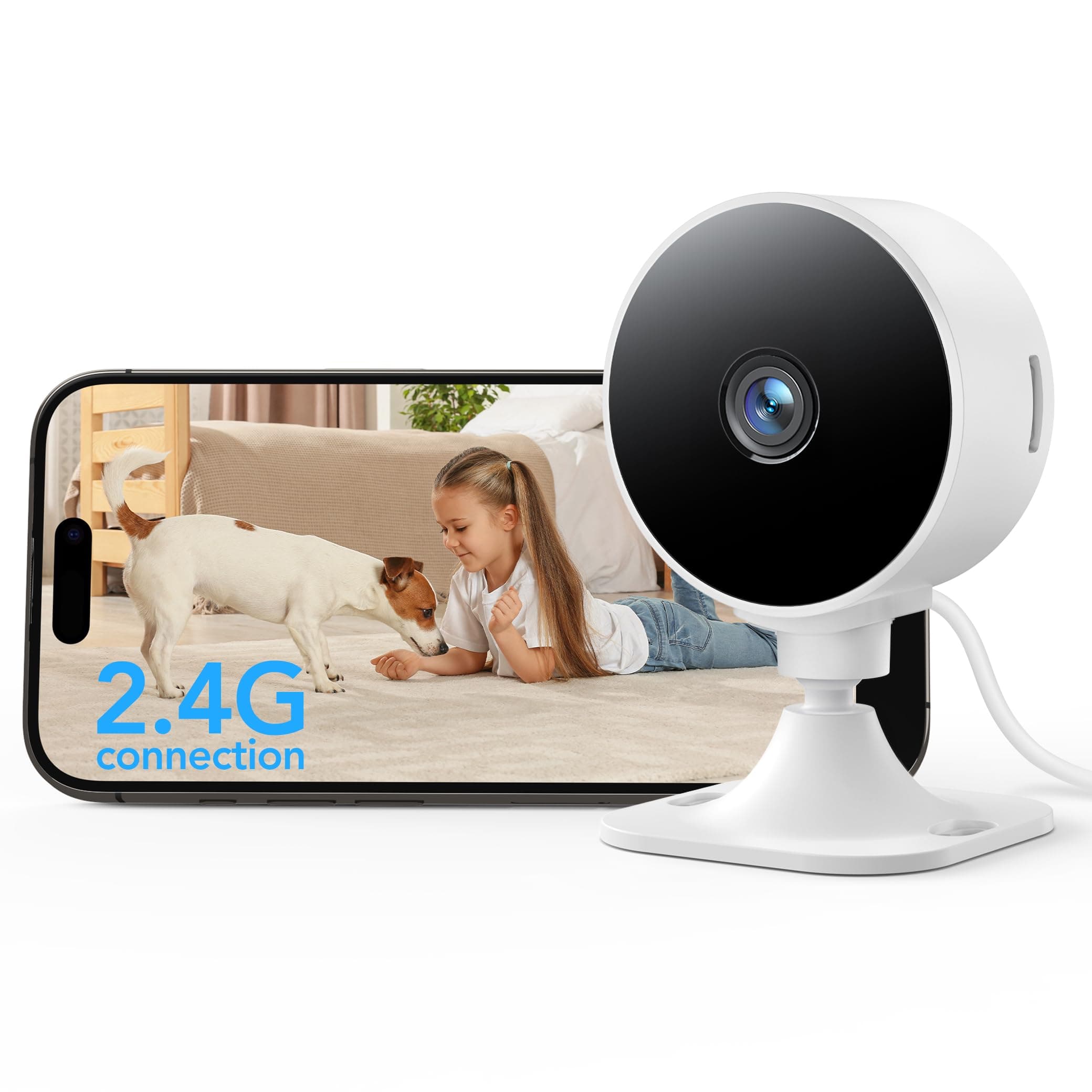 GNCC GC3 Cámara Vigilancia WiFi Interior 1080P, Monitor para Bebés y Mascotas, Lente Fijo, Fácil Instalación, Nube y Almacenamiento SD, Se Requiere Suscripción, Detección Humana, 2.4GHz, Plug-in