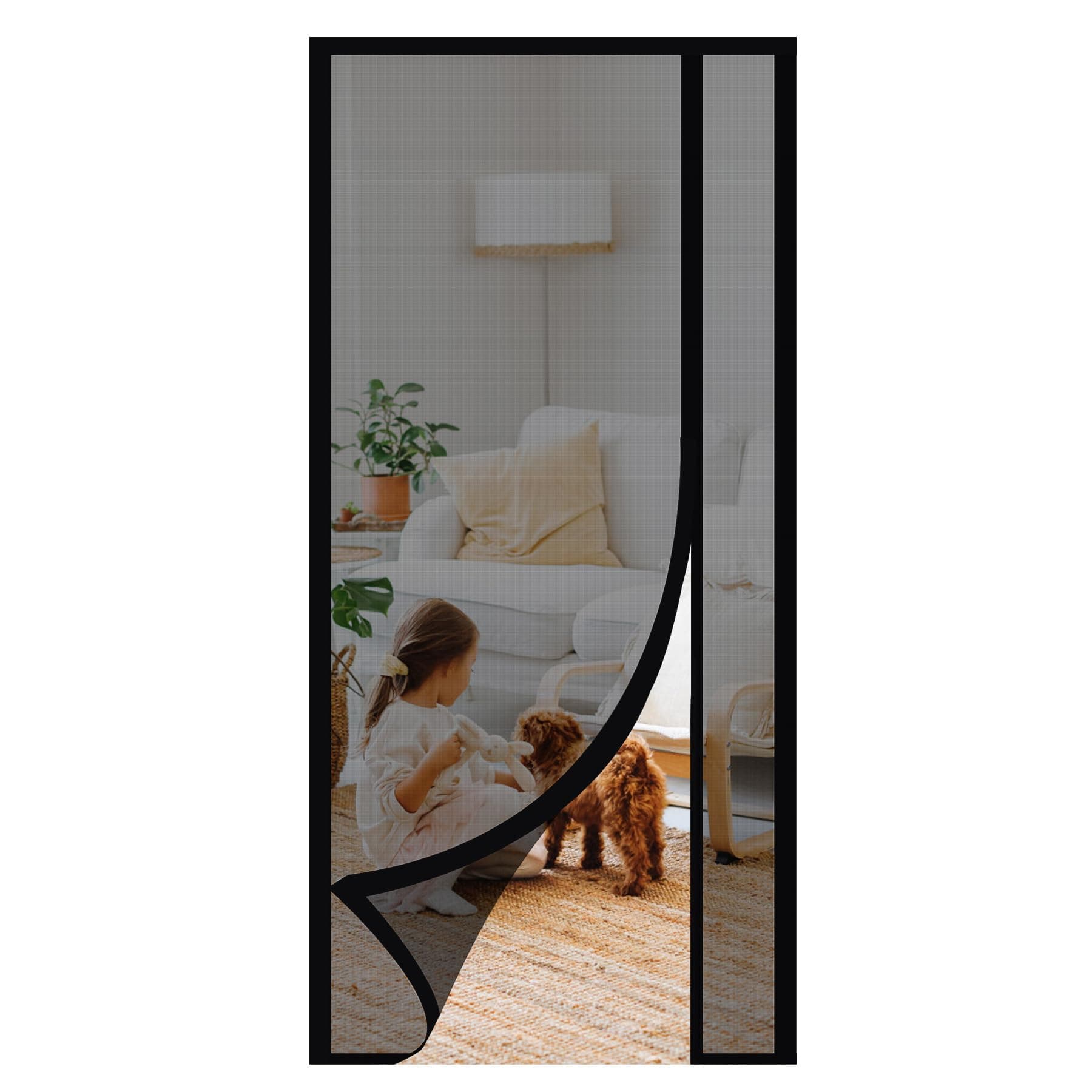 Sekey Moustiquaire de porte contre les rayures de chat - En fibre de verre - Rideau magnétique - Pour ouverture latérale - Moustiquaire magnétique - Pour porte de balcon - Installation facile - Sans