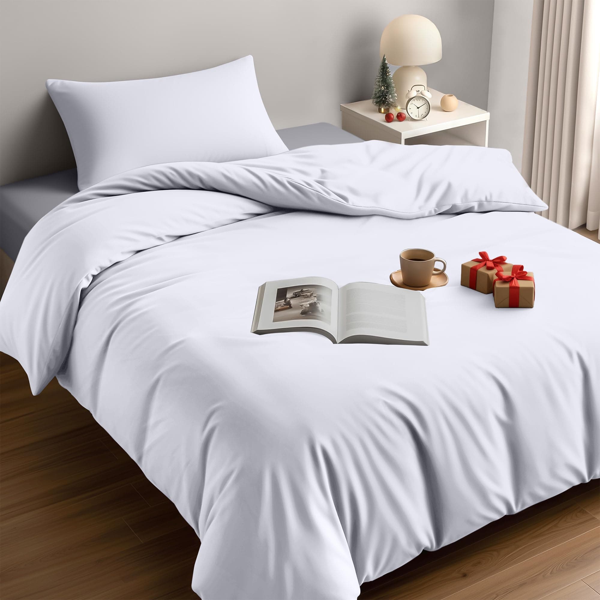 Utopia Bedding Copripiumino Singolo - Microfibra Copripiumino 135x200cm + Federa 50x75cm - Bianco