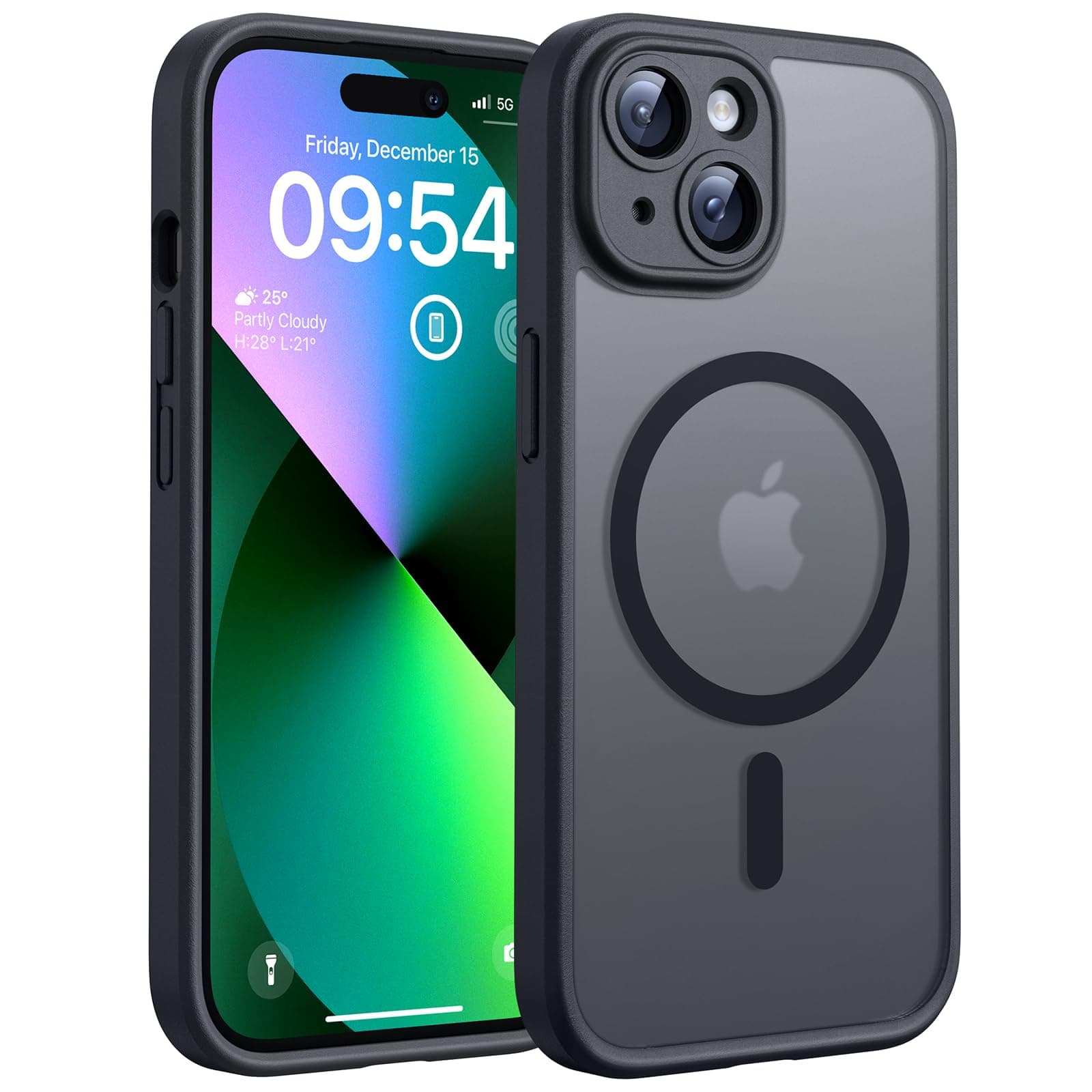 TOCOL Funda para iPhone 13, Funda Magnética para iPhone 13 6,1 Pulgadas [Protección Lente Cámara] [Protección Militar] Translúcida Mate Trasera, Titanio Negro