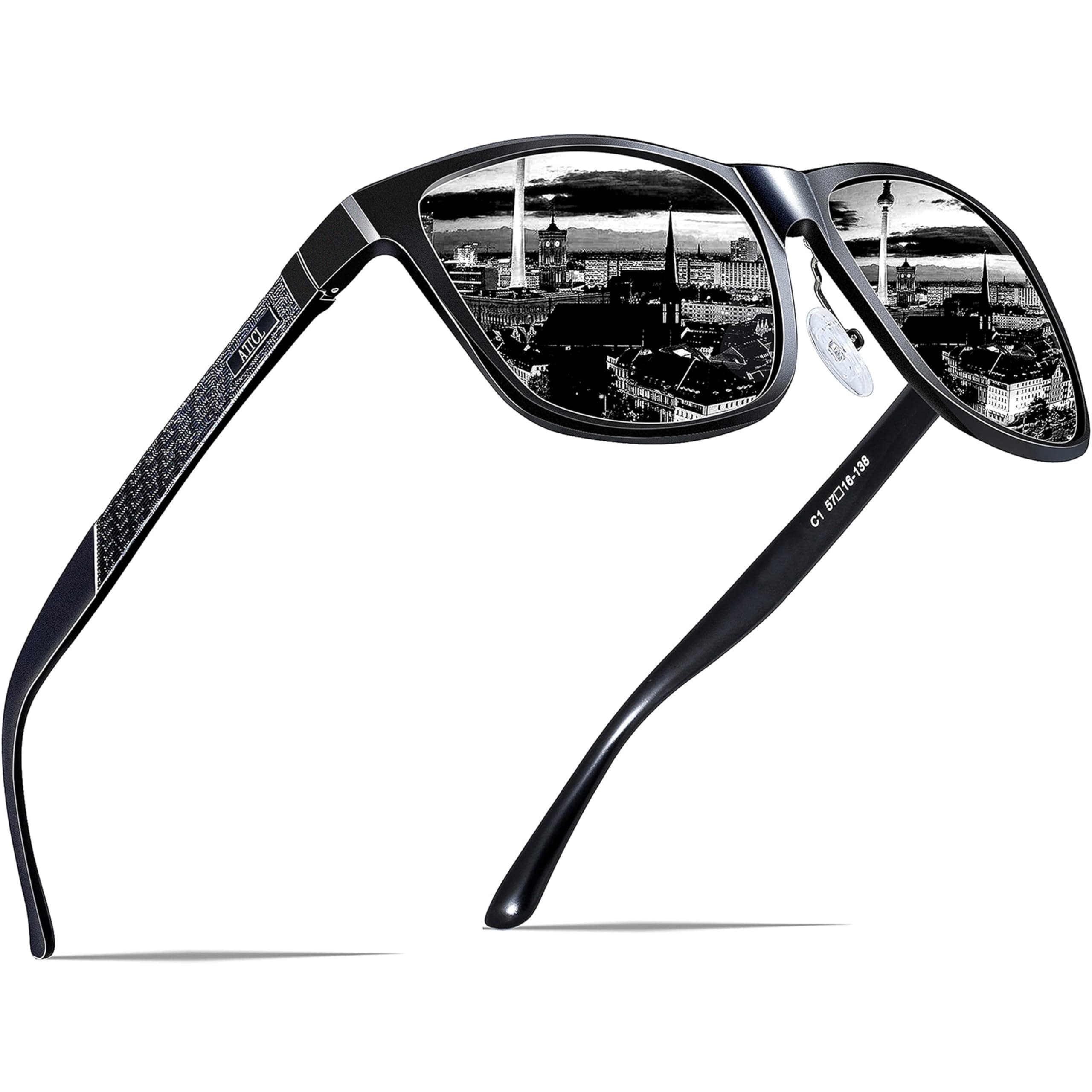 ATTCL Hombre Gafas de sol Polarizado Al-Mg Metal Super Ligero Marco UV400 CAT 3 CE