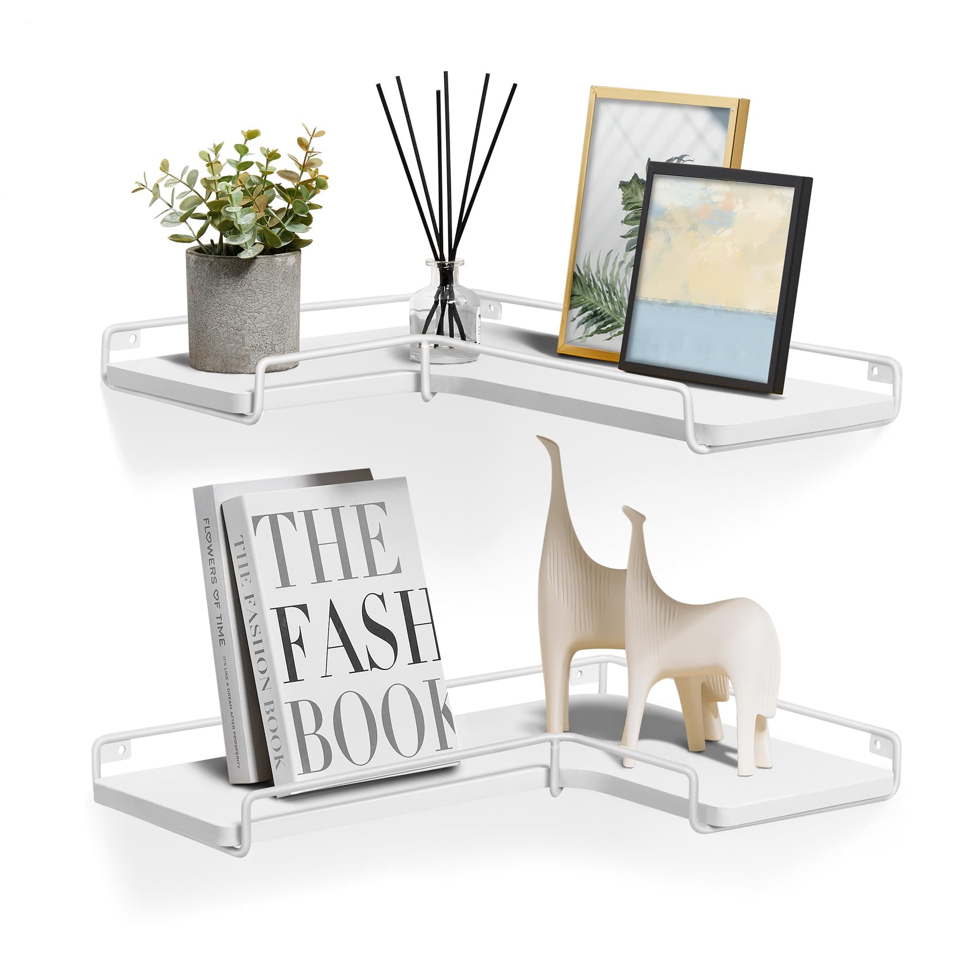 VASAGLE L-förmiges Eckregal, 2er Set, Wandregal, Industrie-Design, für Wohnzimmer, Schlafzimmer, Küche, wolkenweiß LLS831W14